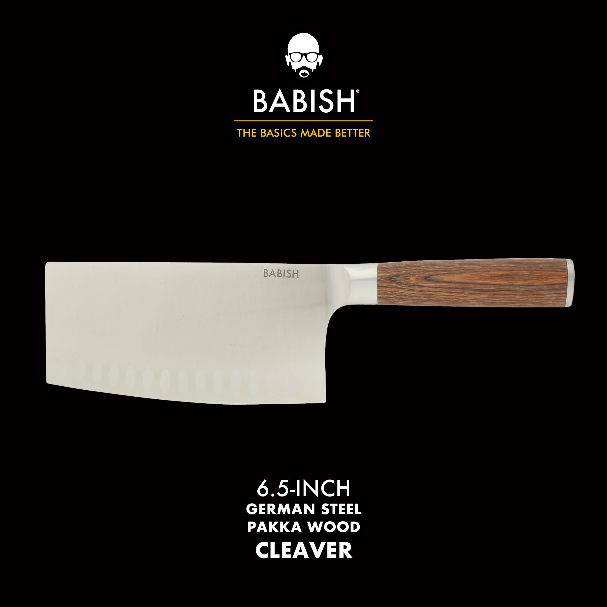 Babish 6.5-Inch Forged Cleaver Knife with Pakka Wood Handle – High-Carbon 1.4116 German Steel Full Tang Kitchen Knife for Heavy-Duty Chopping and Slicing