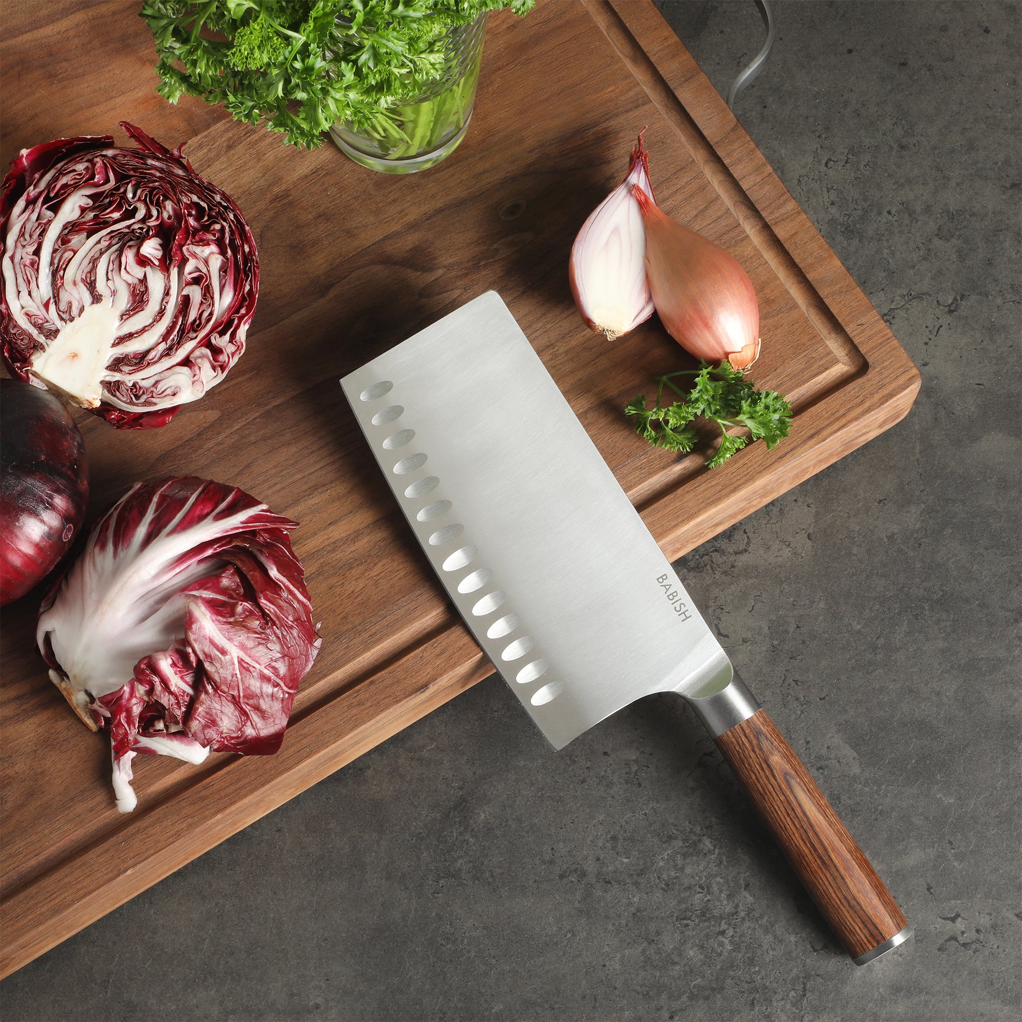 Babish 6.5-Inch Forged Cleaver Knife with Pakka Wood Handle – High-Carbon 1.4116 German Steel Full Tang Kitchen Knife for Heavy-Duty Chopping and Slicing