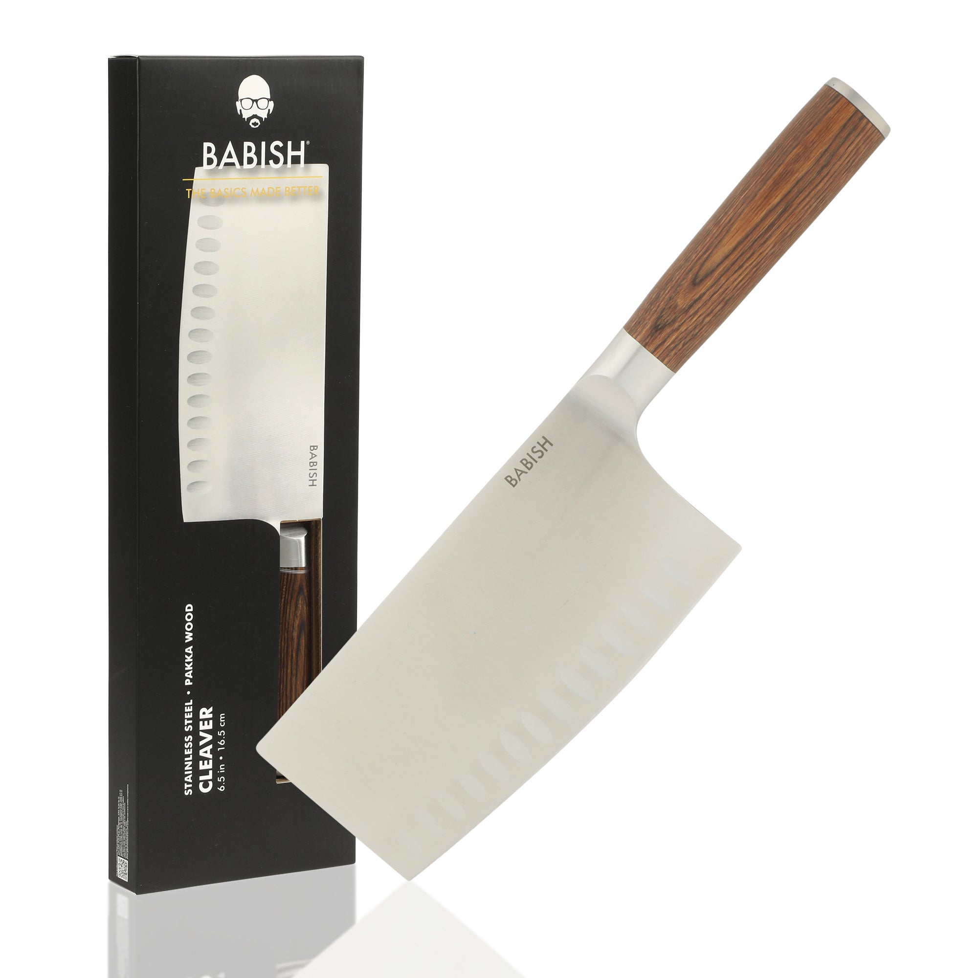 Babish 6.5-Inch Forged Cleaver Knife with Pakka Wood Handle – High-Carbon 1.4116 German Steel Full Tang Kitchen Knife for Heavy-Duty Chopping and Slicing