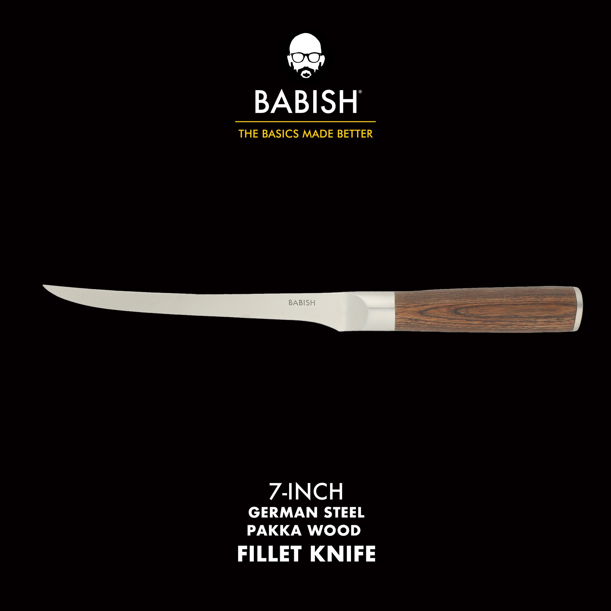 Babish 1.4116 German Stainless Steel Boning & Fillet Knife with Pakka Wood Handle – 6-Inch Full-Tang Flexible Kitchen Knife for Meat, Poultry, Fish & Precision Butchering