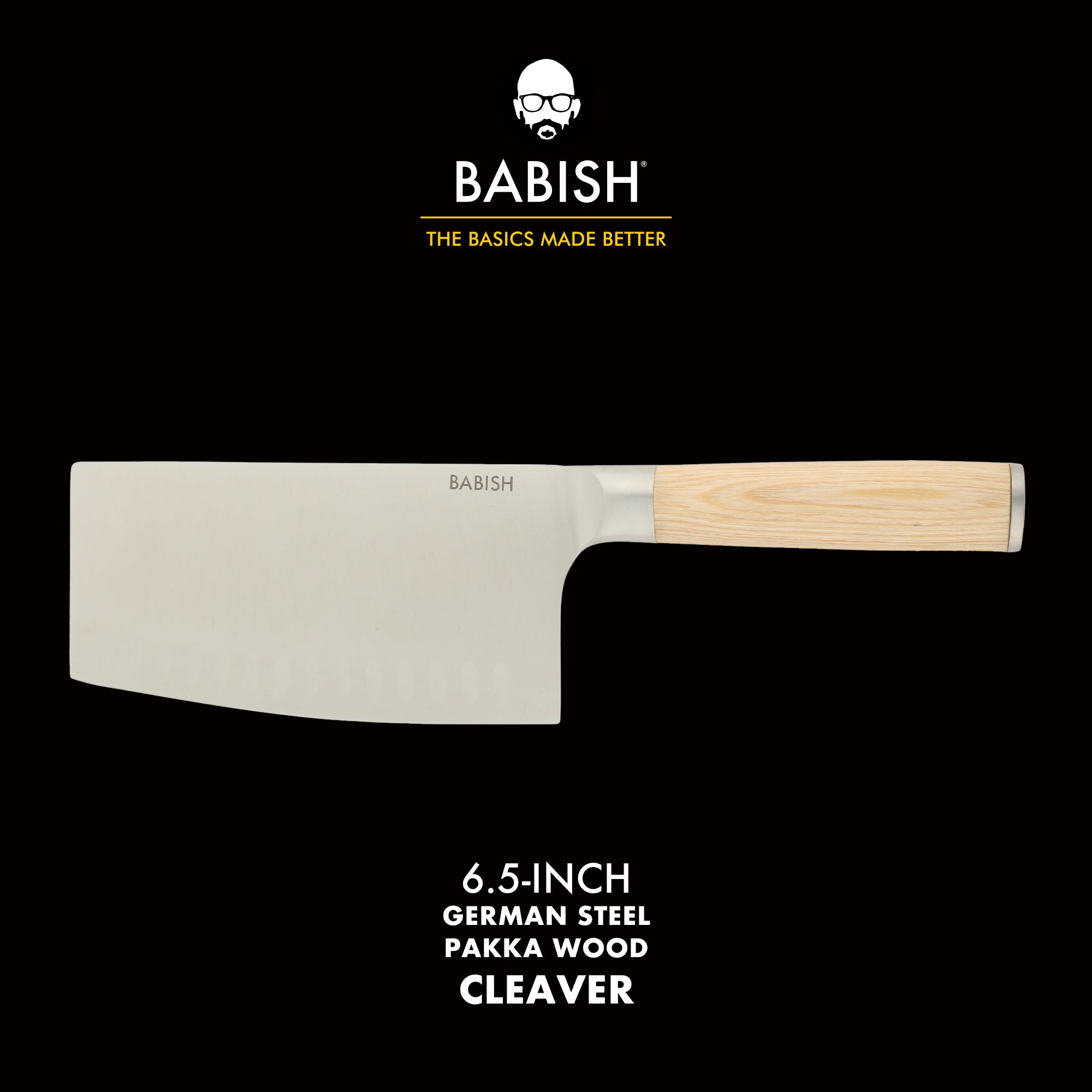 Babish 6.5-Inch Forged Cleaver Knife with Pakka Wood Handle – High-Carbon 1.4116 German Steel Full Tang Kitchen Knife for Heavy-Duty Chopping and Slicing