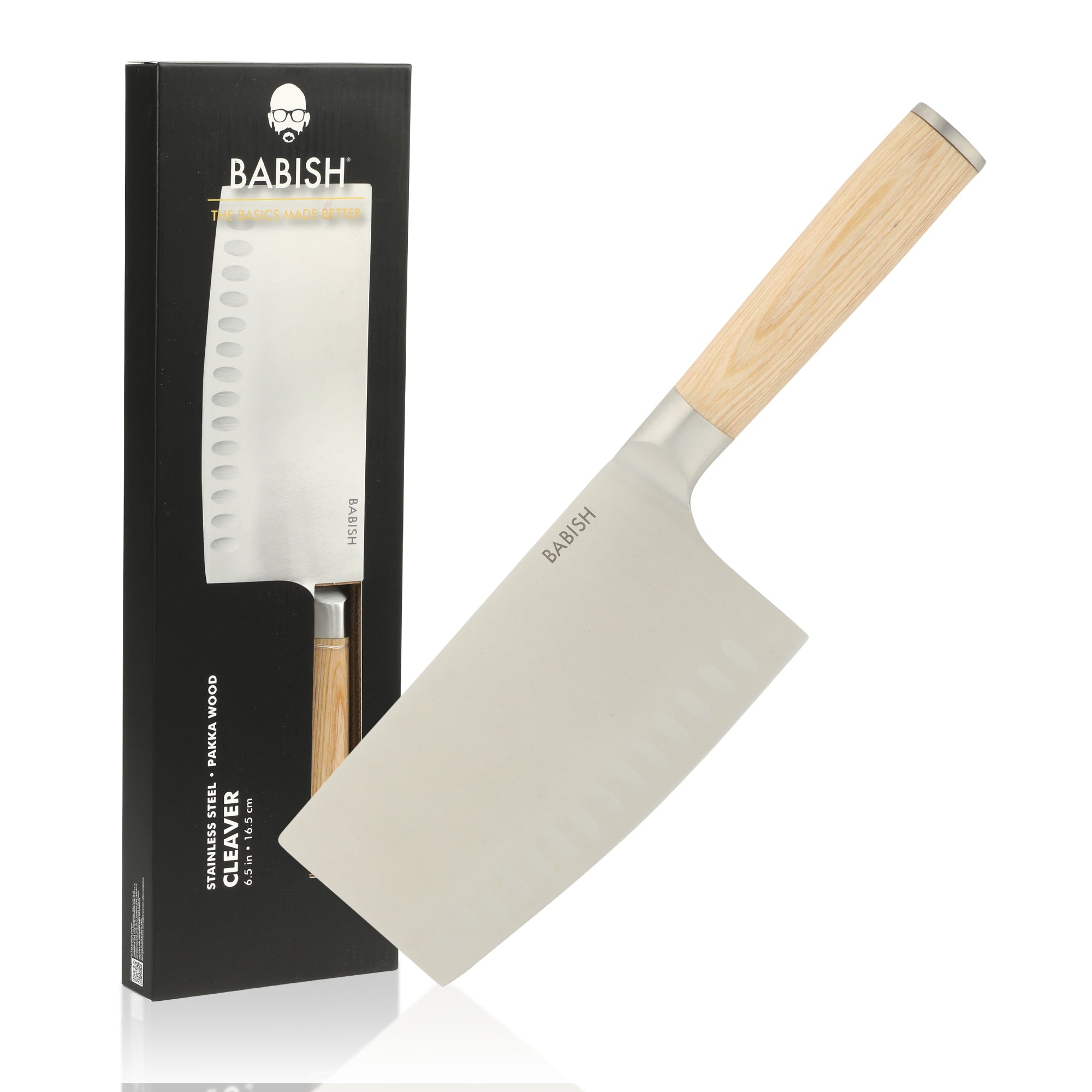 Babish 6.5-Inch Forged Cleaver Knife with Pakka Wood Handle – High-Carbon 1.4116 German Steel Full Tang Kitchen Knife for Heavy-Duty Chopping and Slicing
