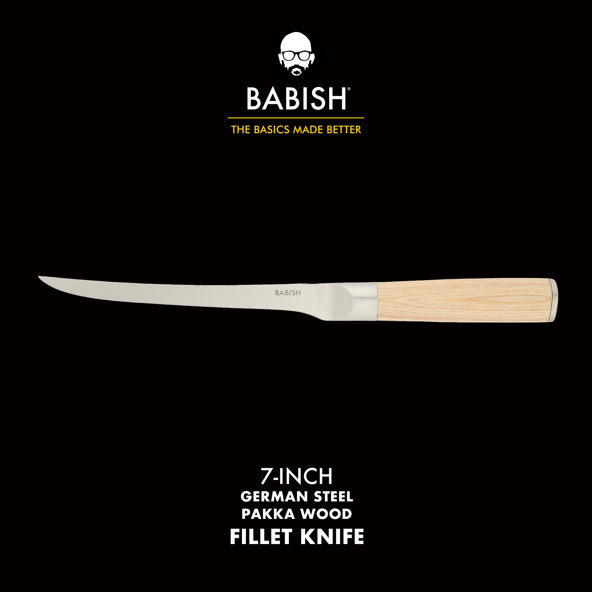 Babish 1.4116 German Stainless Steel Boning & Fillet Knife with Pakka Wood Handle – 6-Inch Full-Tang Flexible Kitchen Knife for Meat, Poultry, Fish & Precision Butchering