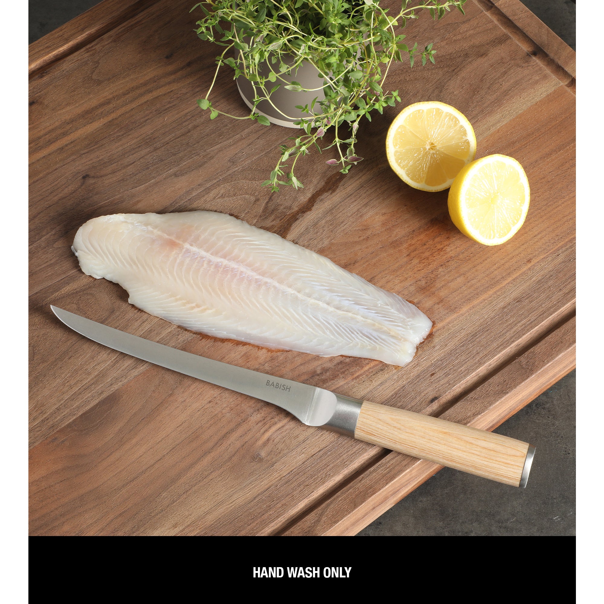 Babish 1.4116 German Stainless Steel Boning & Fillet Knife with Pakka Wood Handle – 6-Inch Full-Tang Flexible Kitchen Knife for Meat, Poultry, Fish & Precision Butchering