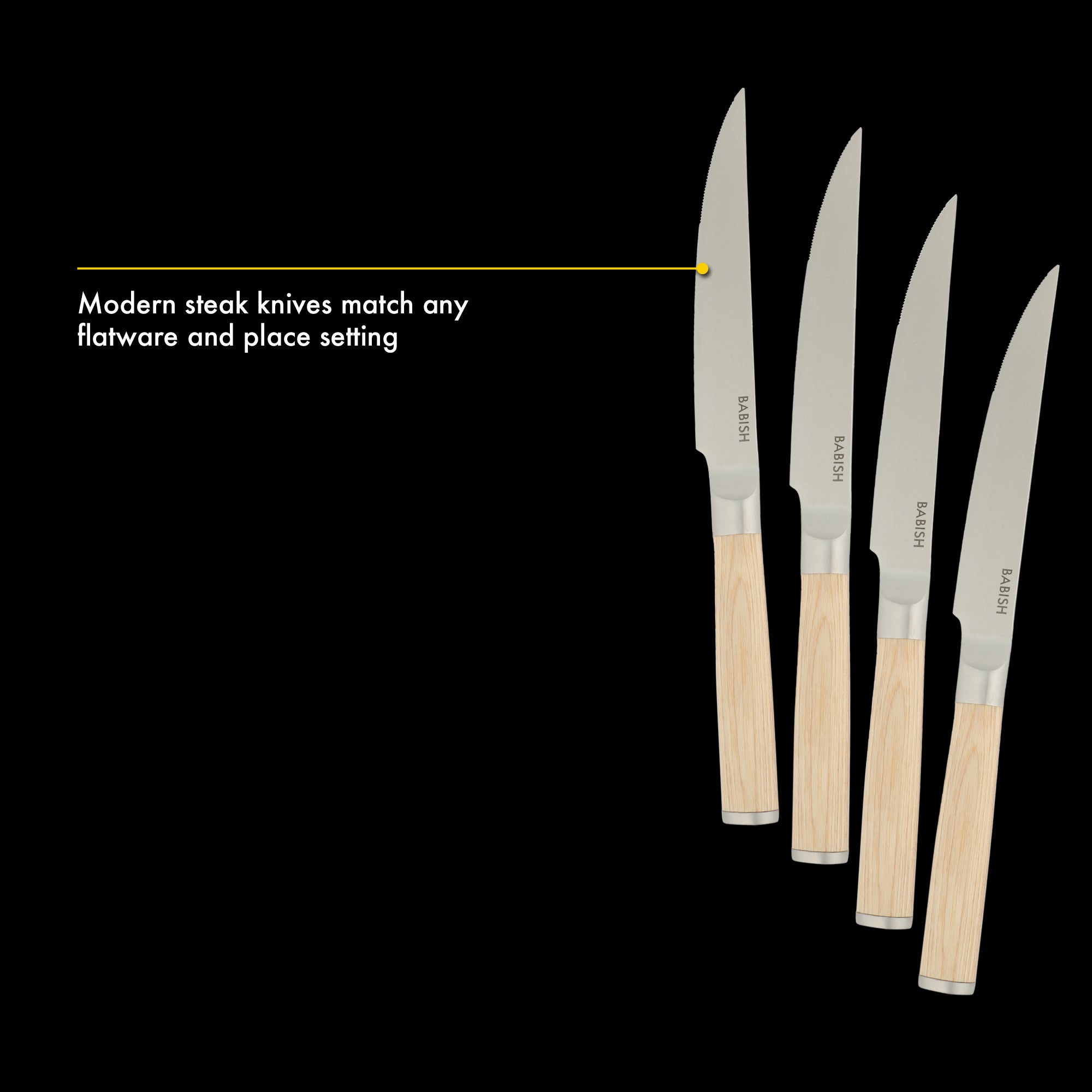 Babish 4-Piece 1.4116 German Stainless Steel Steak Knife Set with Pakka Wood Handles – Full-Tang Steak Knives for Dining, Entertaining & Everyday Table Use