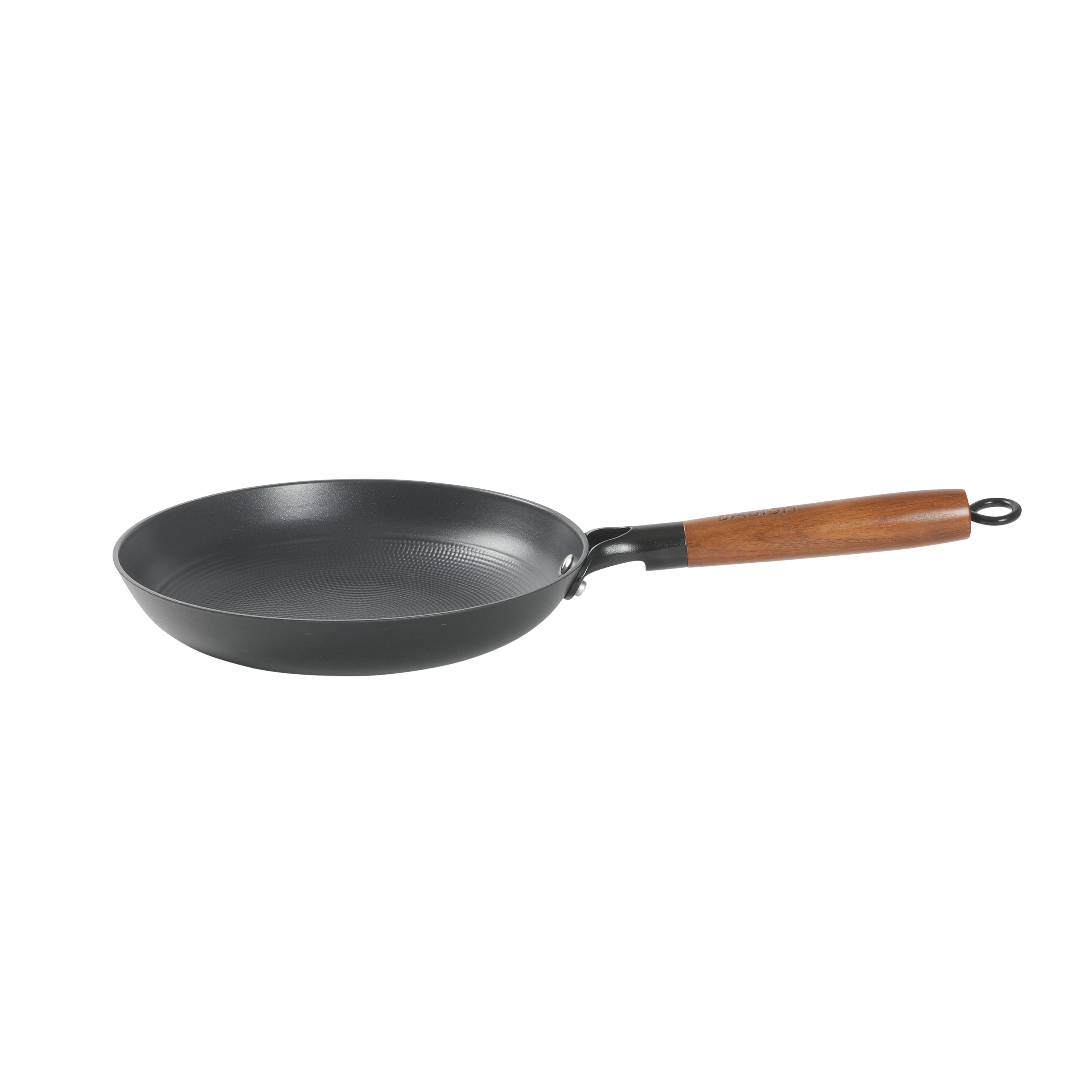 Babish 9.5 Inch/11 Inch Cast Iron Skillet with Wooden Handle, Pre-Seasoned Nonstick Pan with Honeycomb Cooking Surface, Induction Oven Safe Skillet