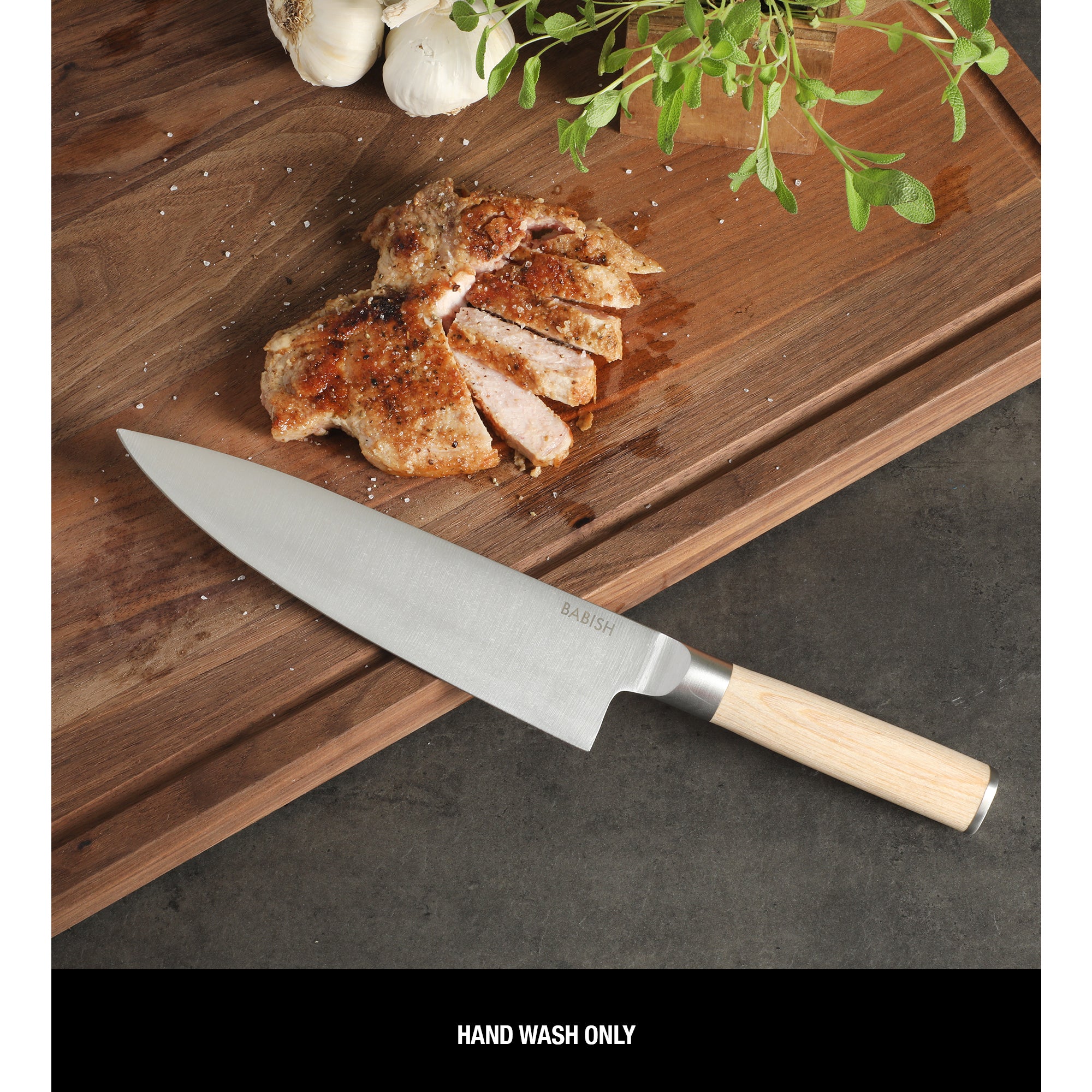 Babish 8-Inch Chef Knife – High-Carbon 1.4116 German Steel Kitchen Knife with Pakka Wood Handle, Full-Tang Razor Sharp Chef’s Blade for Chopping, Slicing, Dicing & Everyday Prep