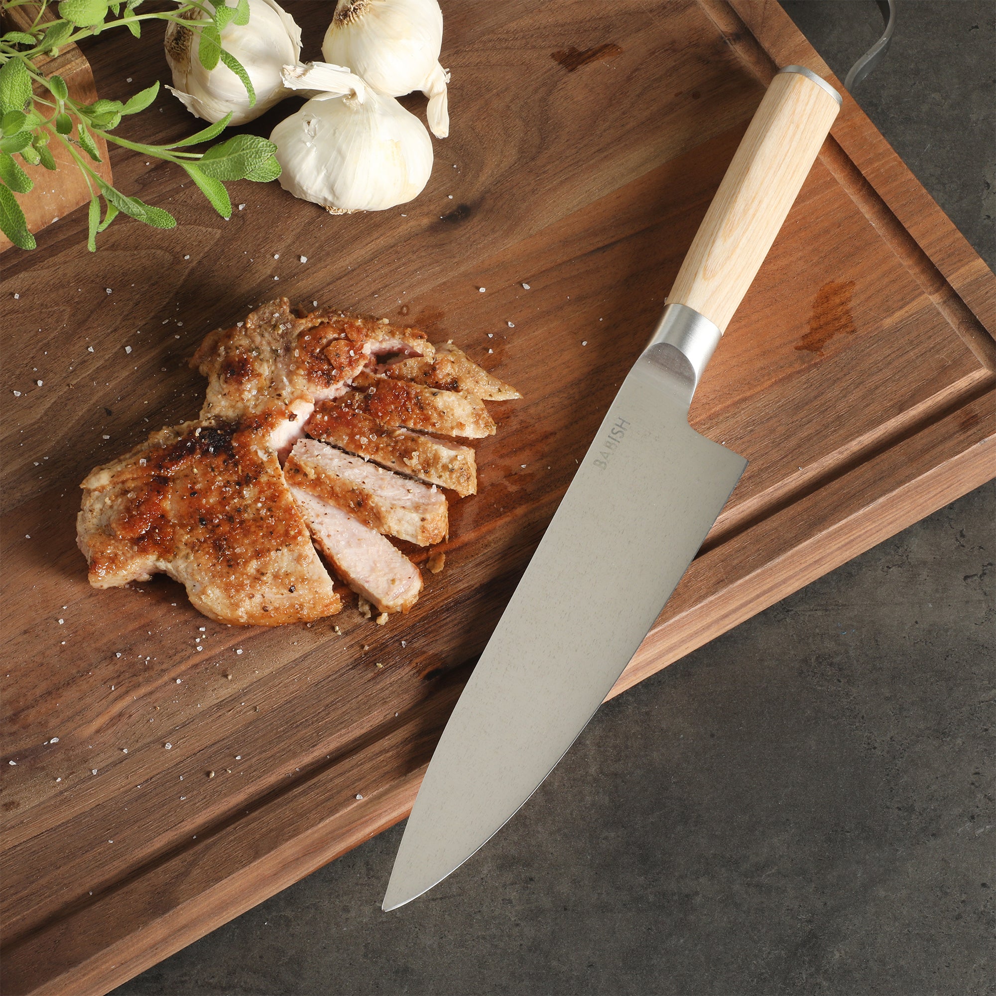 Babish 8-Inch Chef Knife – High-Carbon 1.4116 German Steel Kitchen Knife with Pakka Wood Handle, Full-Tang Razor Sharp Chef’s Blade for Chopping, Slicing, Dicing & Everyday Prep