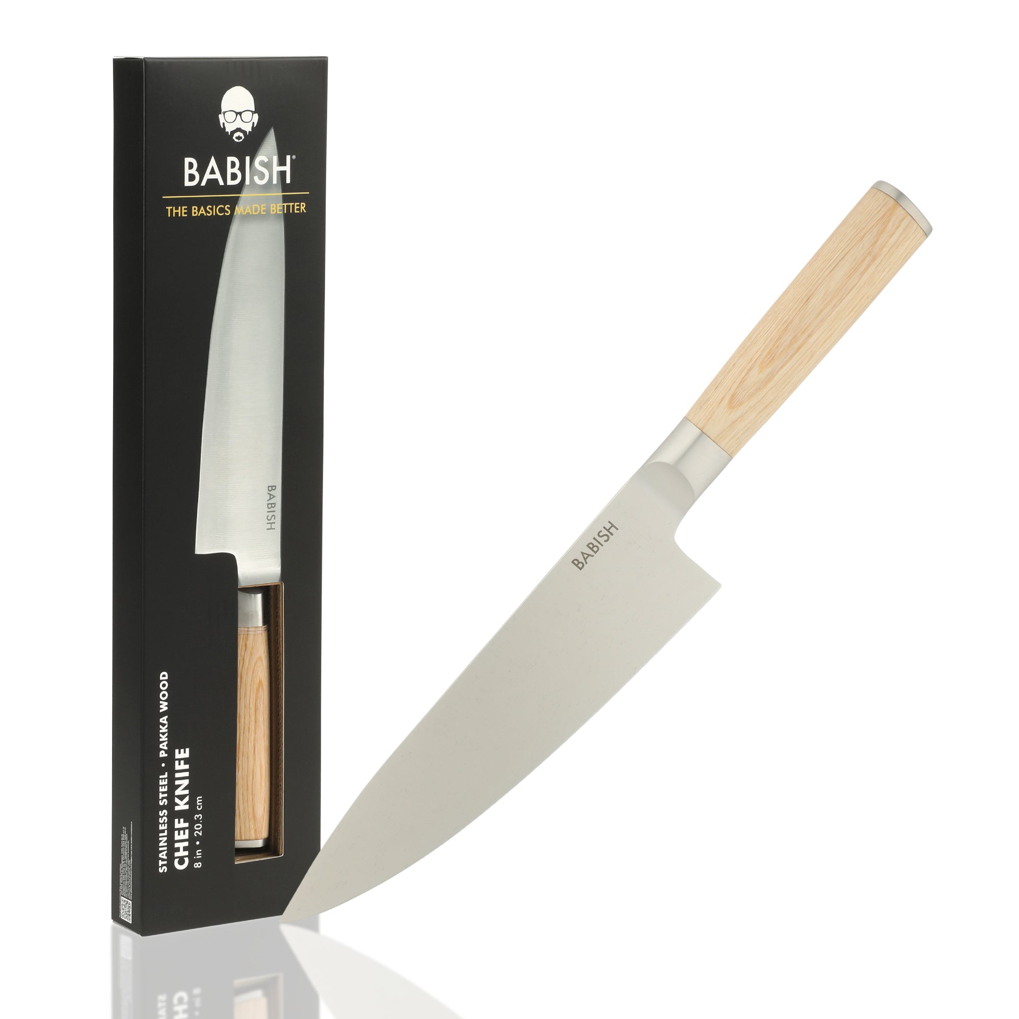 Babish 8-Inch Chef Knife – High-Carbon 1.4116 German Steel Kitchen Knife with Pakka Wood Handle, Full-Tang Razor Sharp Chef’s Blade for Chopping, Slicing, Dicing & Everyday Prep