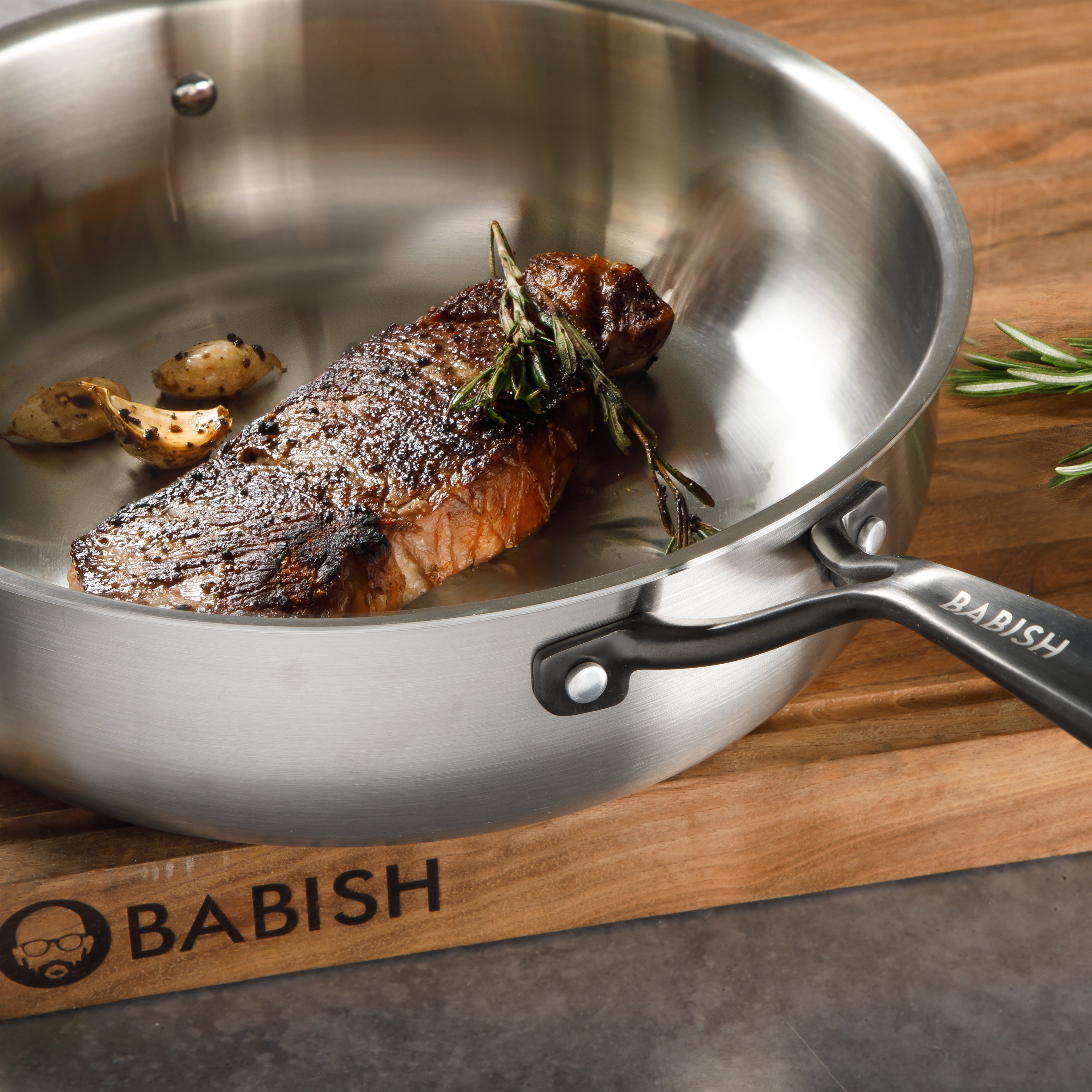 Babish 10-Piece Professional Tri-Ply Non-Toxic Pots and Pans Cookware Set – Durable, Even Heat Distribution