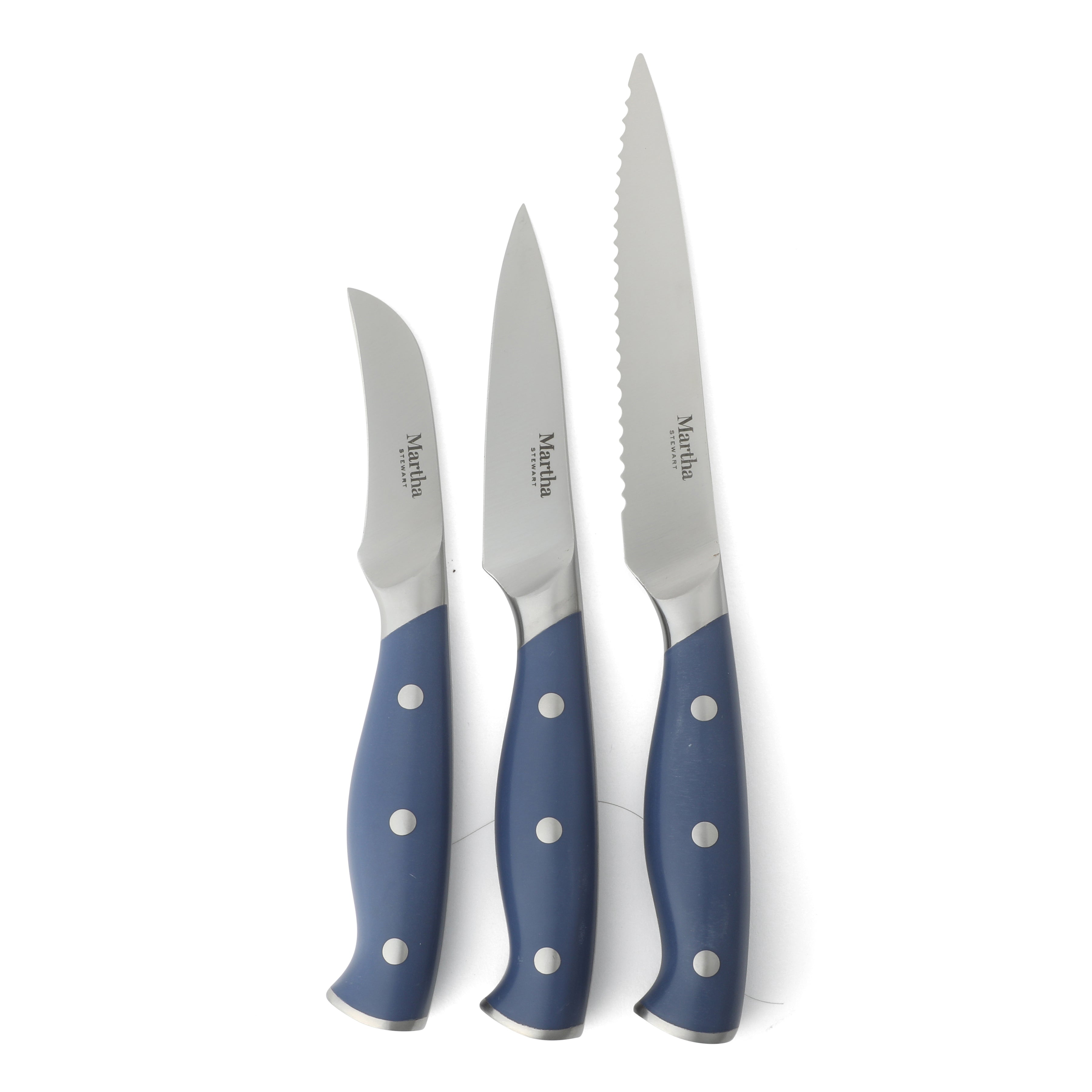 Martha Stewart Greeley Forged High Carbon Stainless Steel 14 Piece Knife Block Set, Kitchen Knife Set with Acacia Wood Block, Chef Knife