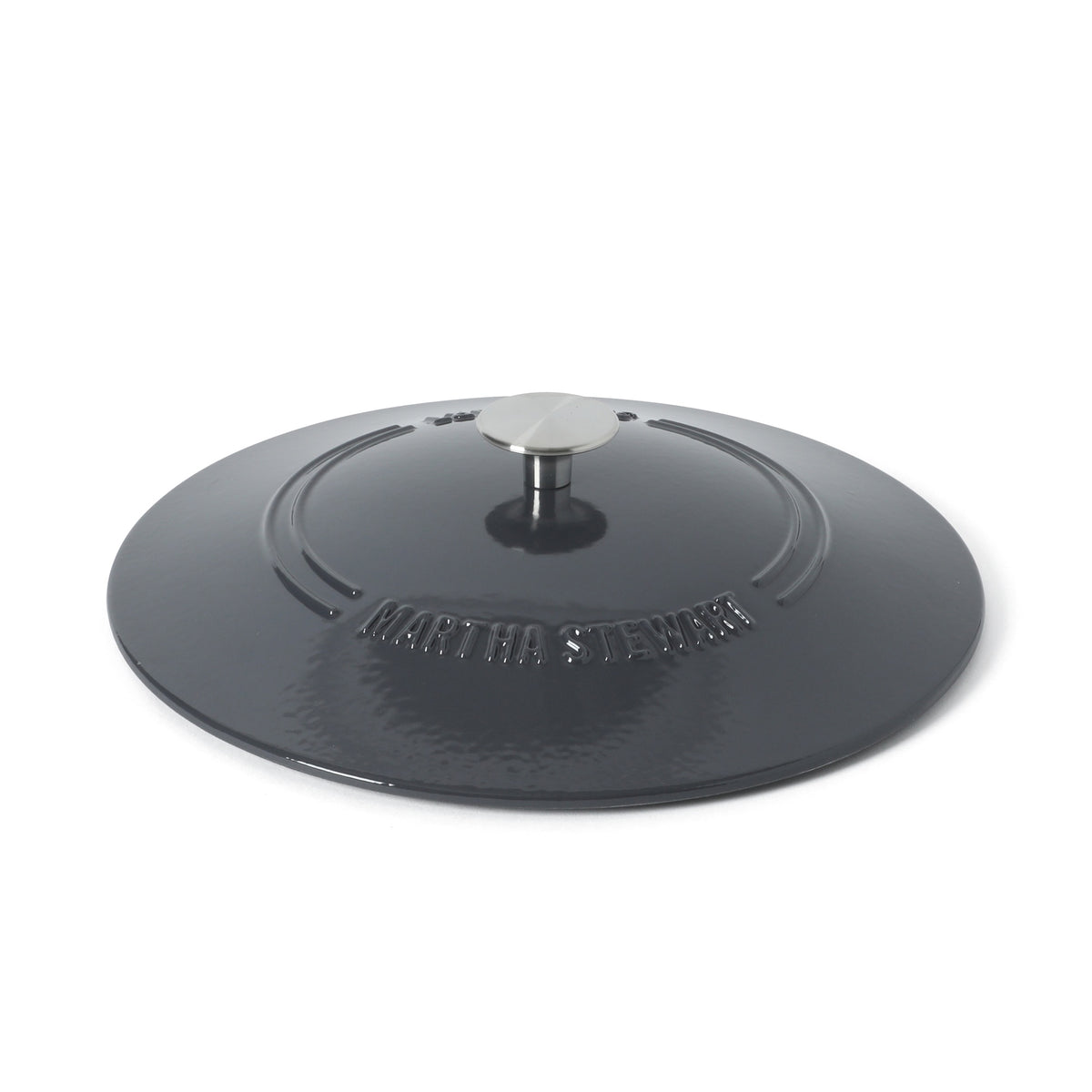 Martha Stewart Gatwick Enameled Cast Iron Braiser with Lid, 3.5-Quart Braiser Pan for Stovetop & Oven, Cast Iron Braising Pan with Gold Knob