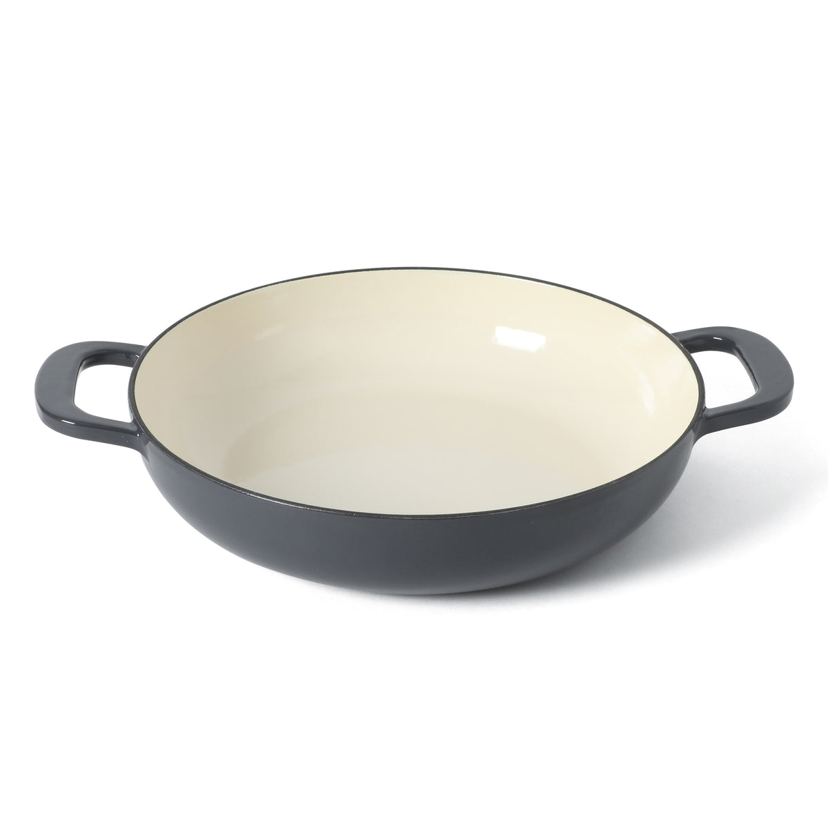 Martha Stewart Gatwick Enameled Cast Iron Braiser with Lid, 3.5-Quart Braiser Pan for Stovetop & Oven, Cast Iron Braising Pan with Gold Knob