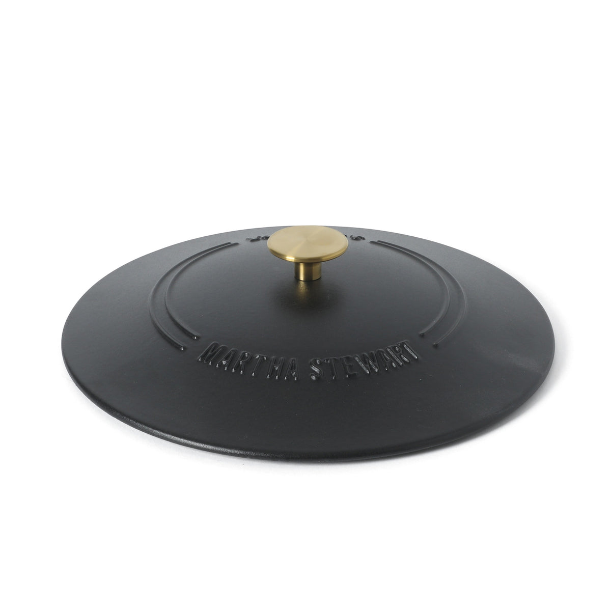 Martha Stewart Gatwick Enameled Cast Iron Braiser with Lid, 3.5-Quart Braiser Pan for Stovetop & Oven, Cast Iron Braising Pan with Gold Knob