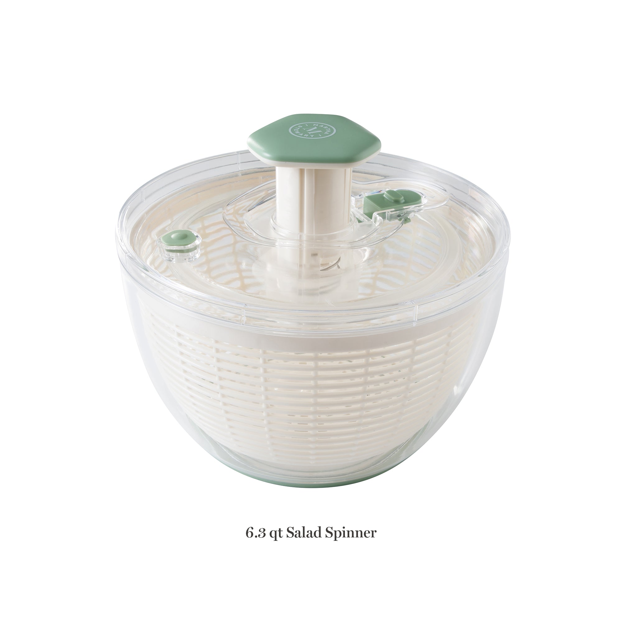 Martha Stewart Gulfwind 6.3 Qt Salad Spinner, Fruit Washer, Fruit Washing Bowl with Strainer, Vegetable Cleaner, Salad Cleaner, Lettuce Washer