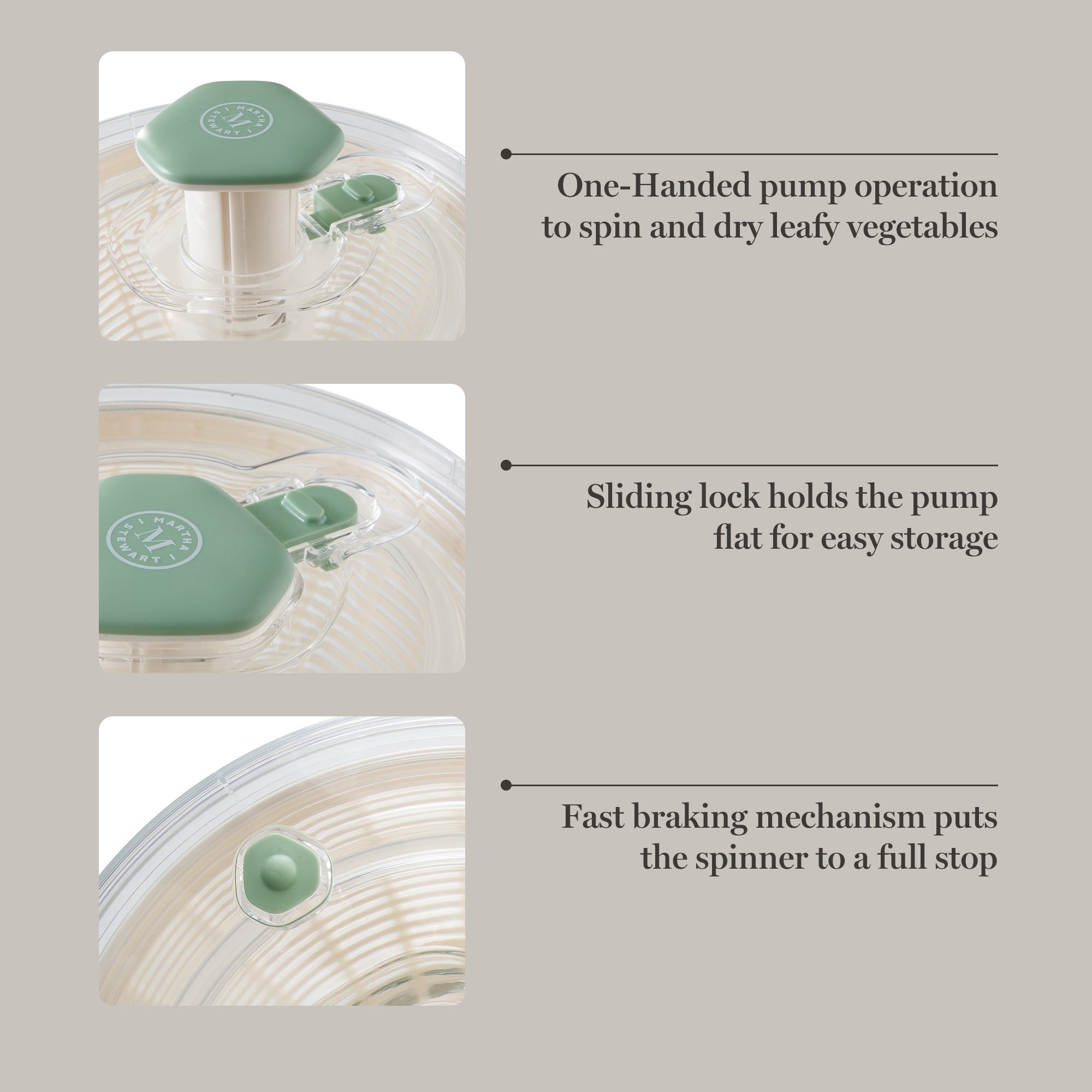 Martha Stewart Gulfwind 6.3 Qt Salad Spinner, Fruit Washer, Fruit Washing Bowl with Strainer, Vegetable Cleaner, Salad Cleaner, Lettuce Washer