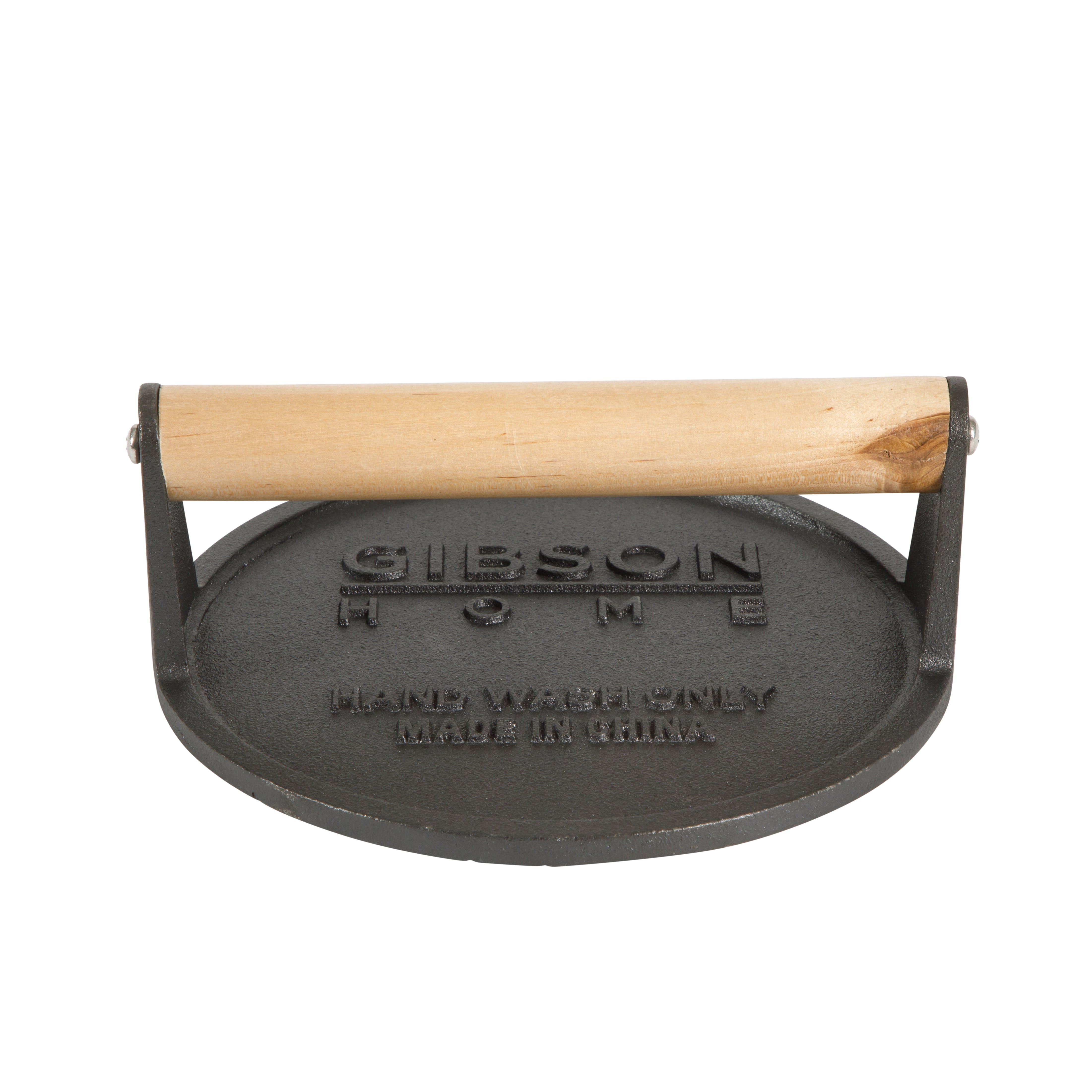 Gibson Home Cast Iron Grill Press, Pre-Seasoned Bacon & Burger Steak Weight for Panini, Griddle & Smash Patties, Heavy Duty, Indoor Outdoor Use