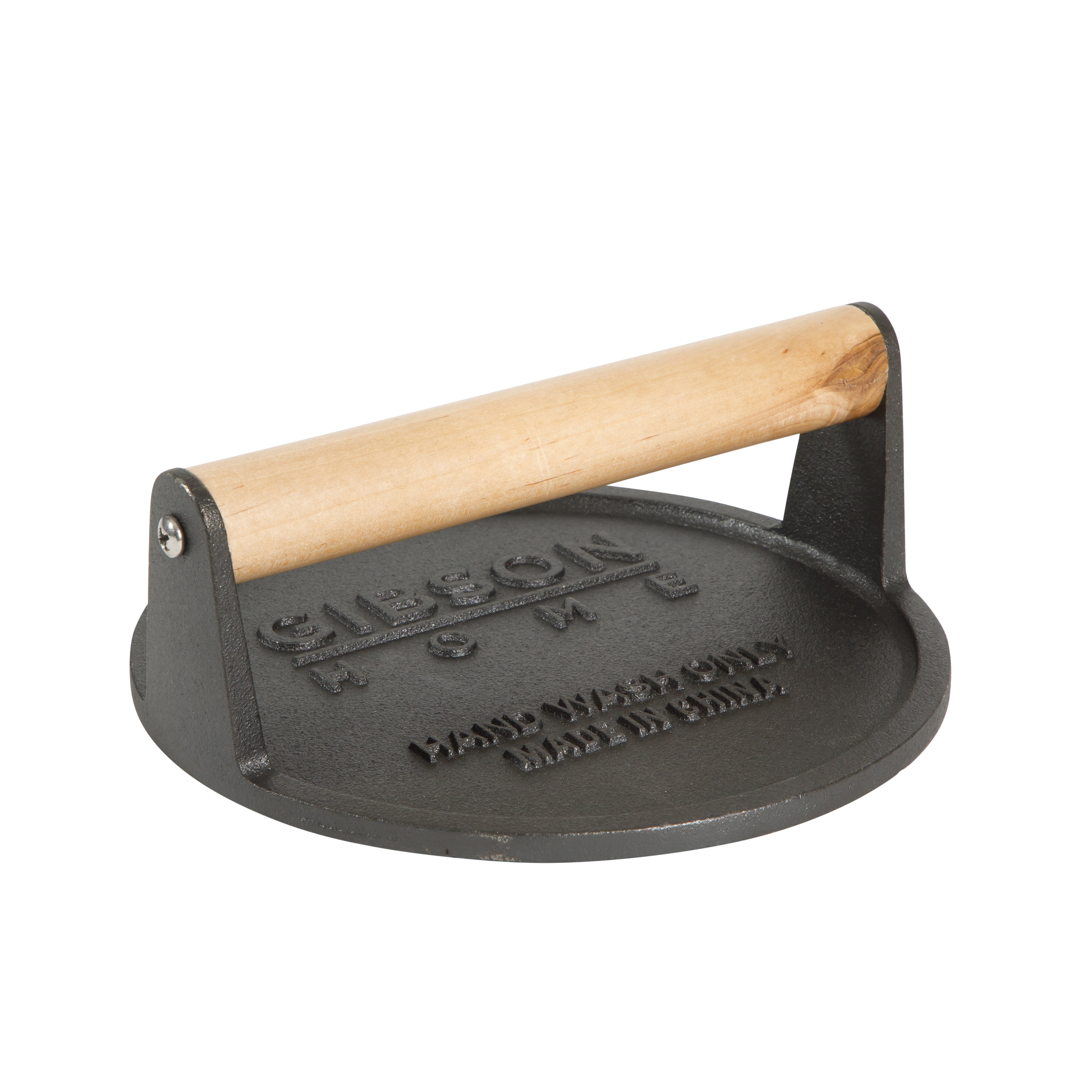 Gibson Home Cast Iron Grill Press, Pre-Seasoned Bacon & Burger Steak Weight for Panini, Griddle & Smash Patties, Heavy Duty, Indoor Outdoor Use