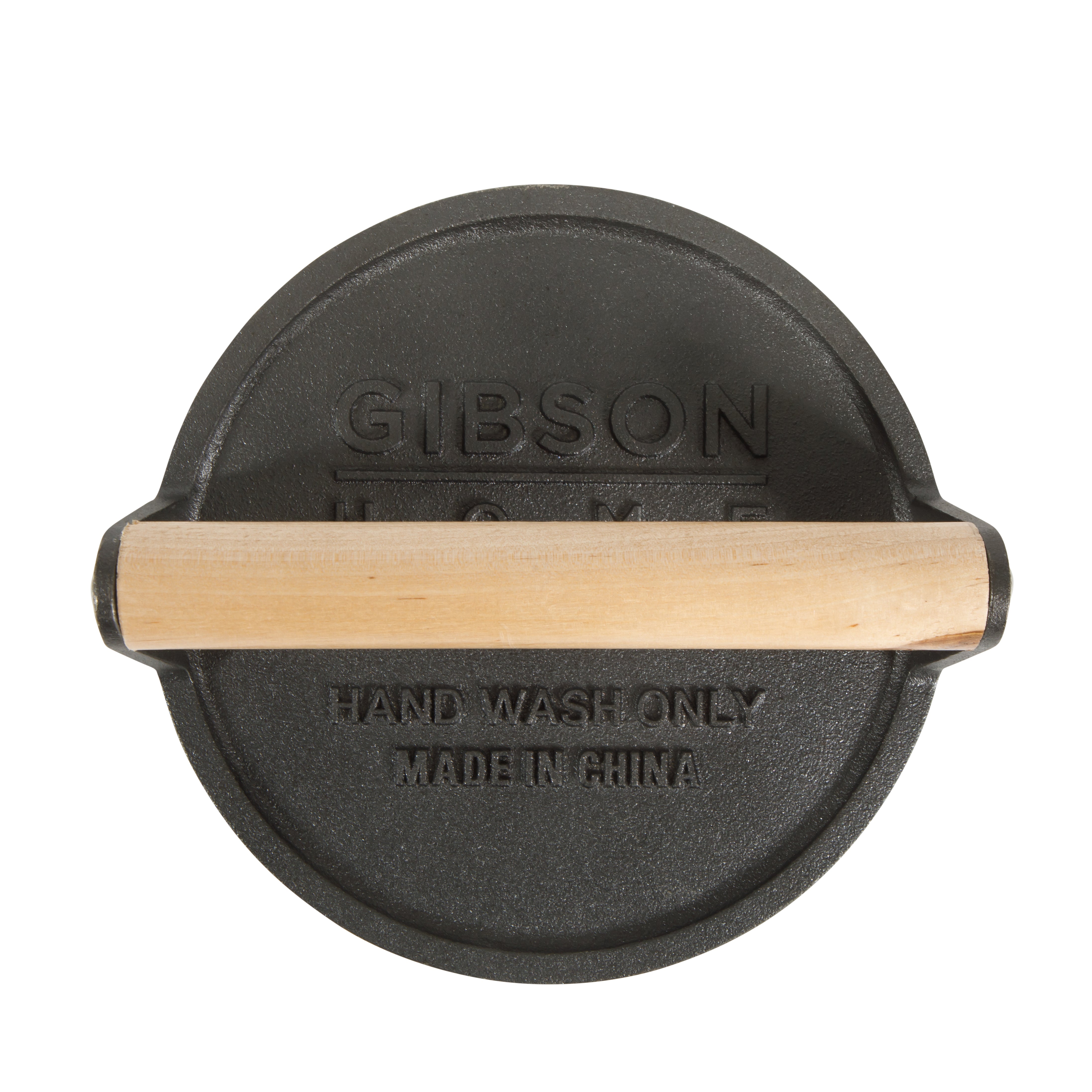 Gibson Home Cast Iron Grill Press, Pre-Seasoned Bacon & Burger Steak Weight for Panini, Griddle & Smash Patties, Heavy Duty, Indoor Outdoor Use
