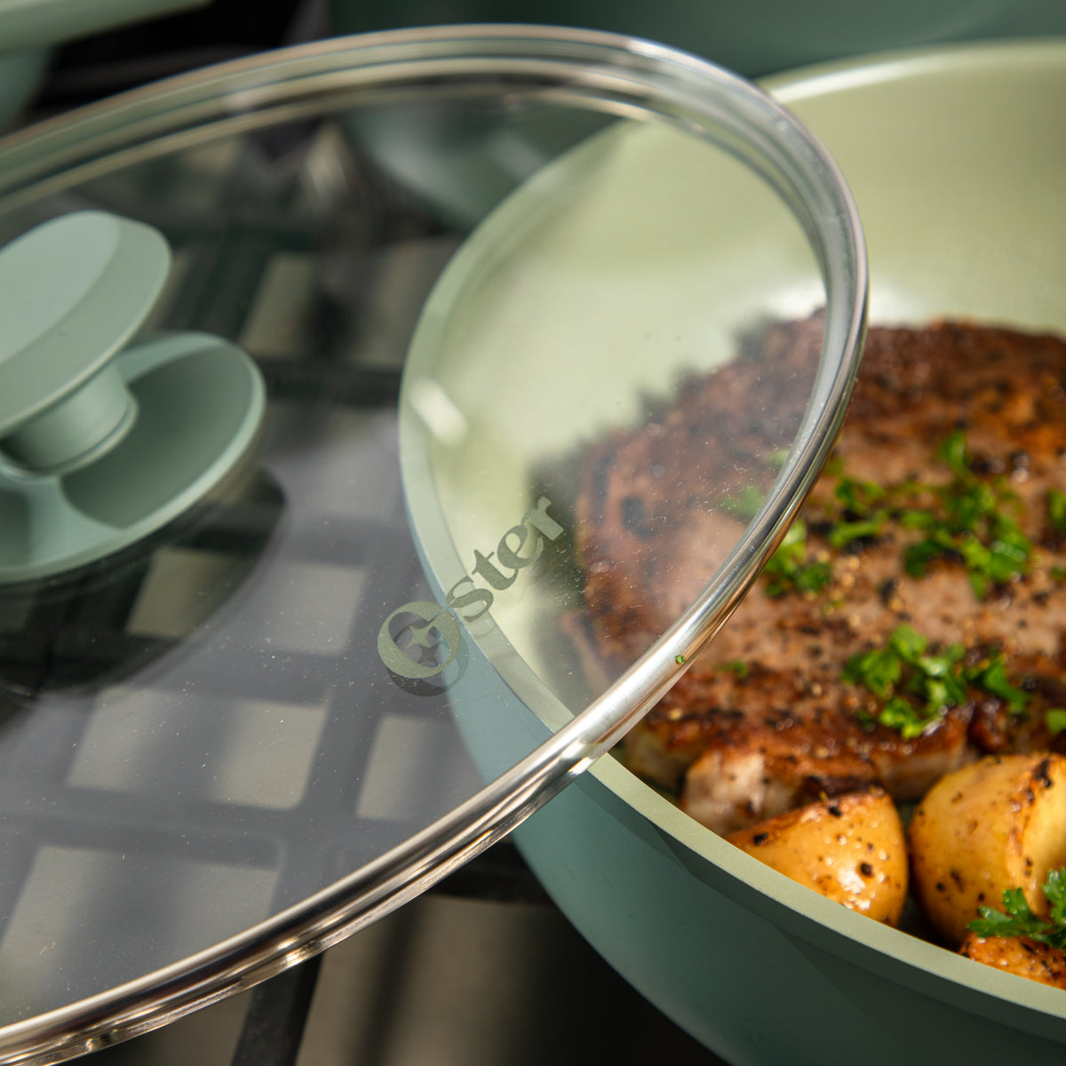 Oster Sutterville Choice 10-Piece Ceramic Nonstick Cookware Set, PFAS Free