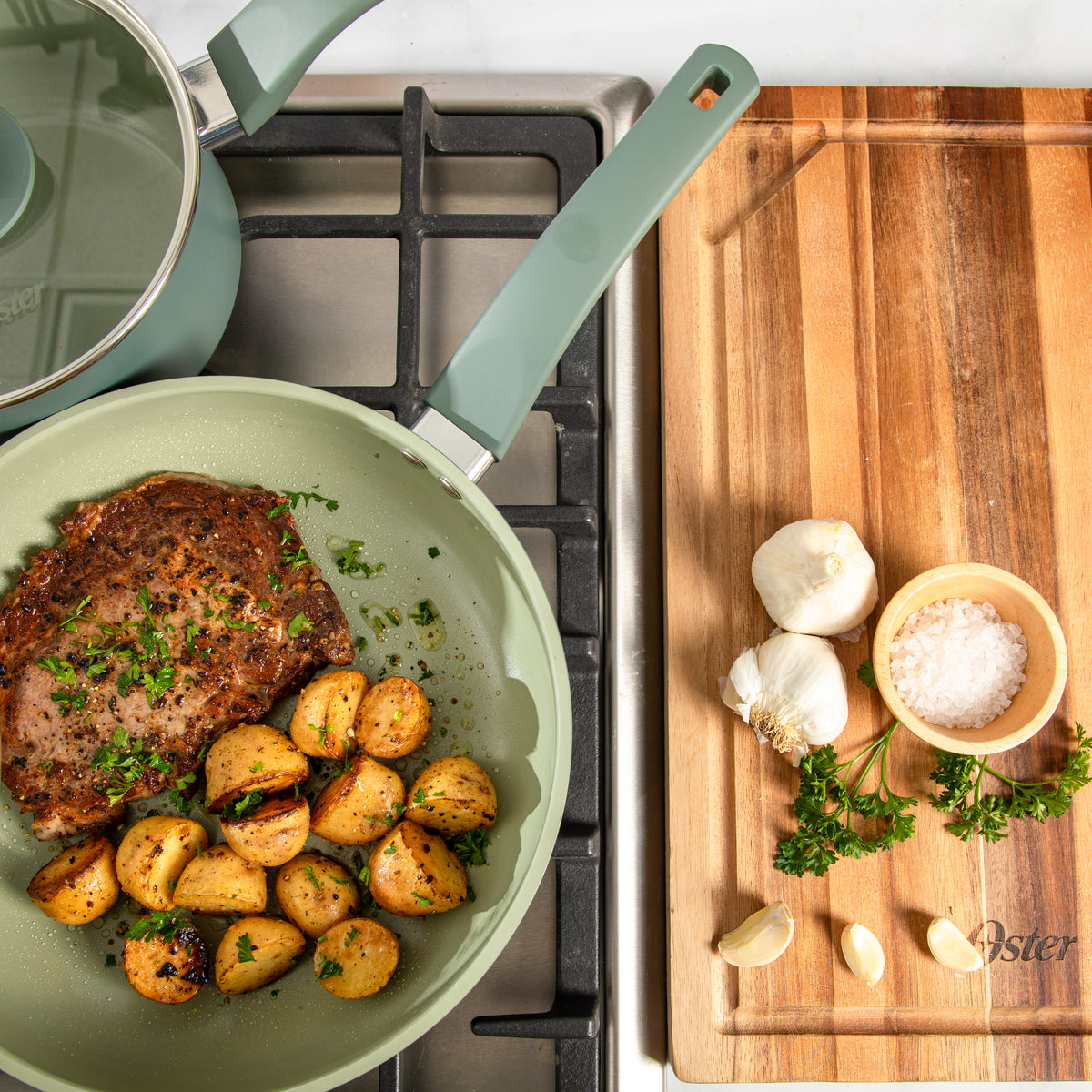 Oster Sutterville Choice 10-Piece Ceramic Nonstick Cookware Set, PFAS Free