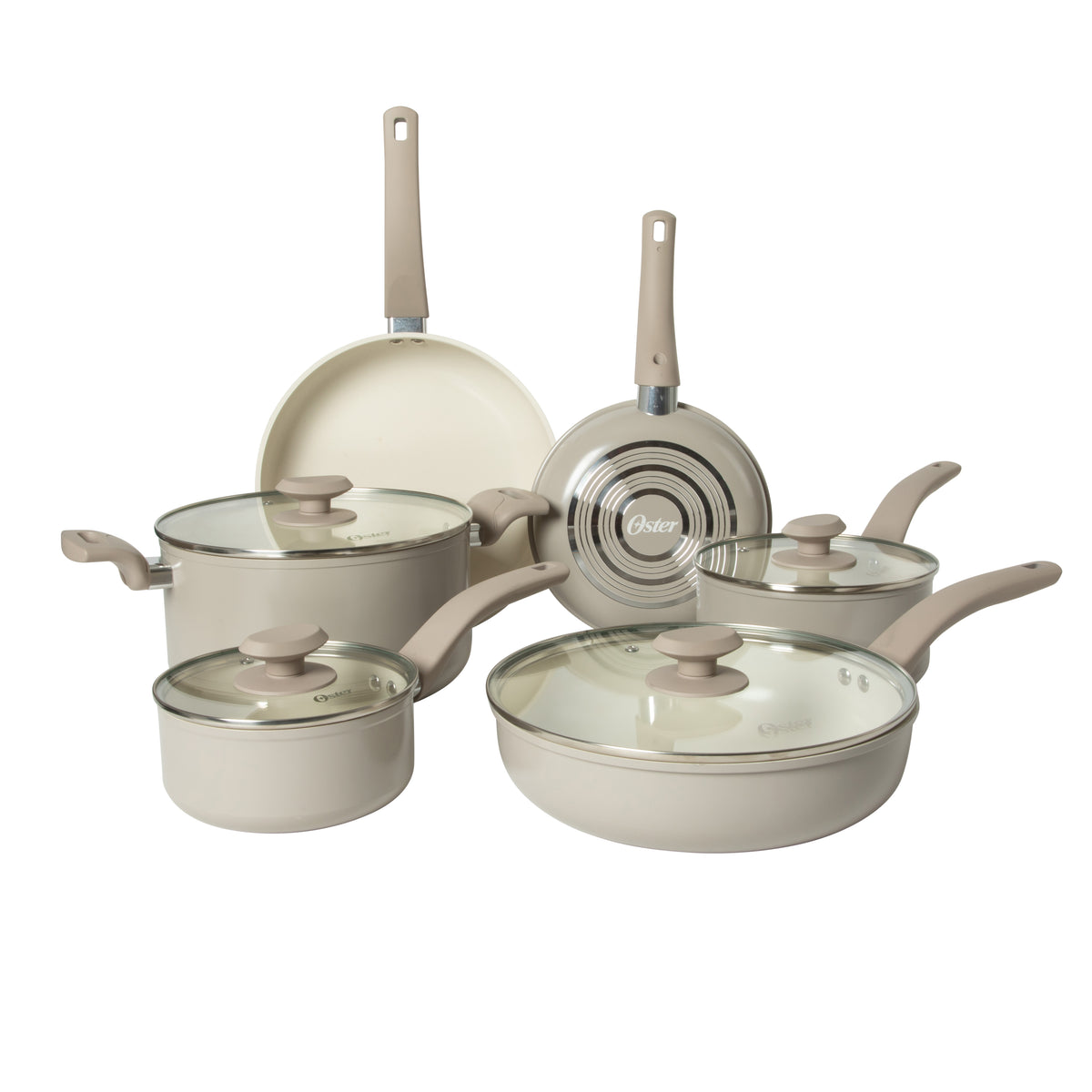 Oster Sutterville Choice 10-Piece Ceramic Nonstick Cookware Set, PFAS Free