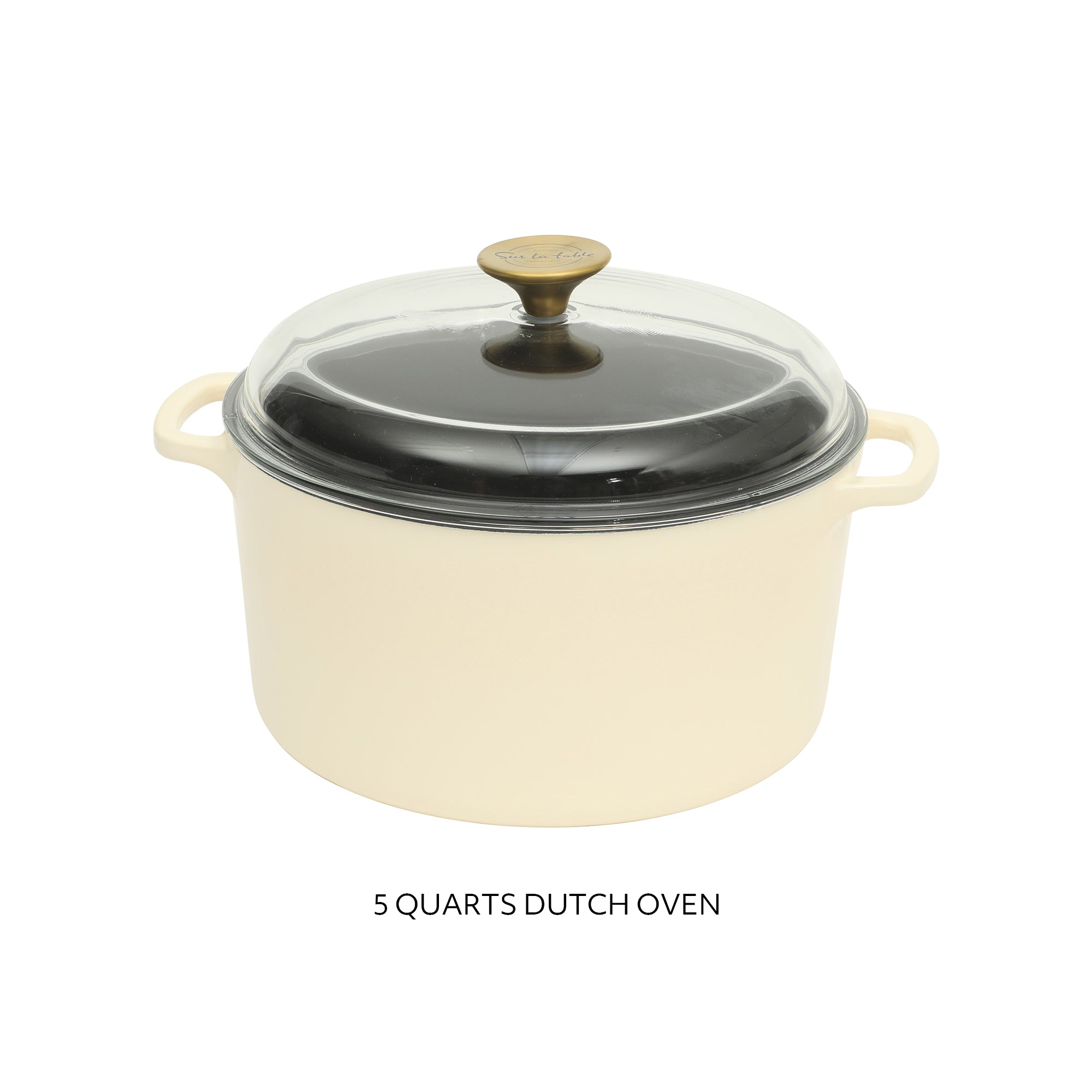Sur La Table Kitchen Essentials Supper Club 5-Quart Enamel-Coated Cast Iron Dutch Oven Pot with Oven Safe Glass Lid, Oven-to-Table Cookware for Bread, Soups, Stews & Braising