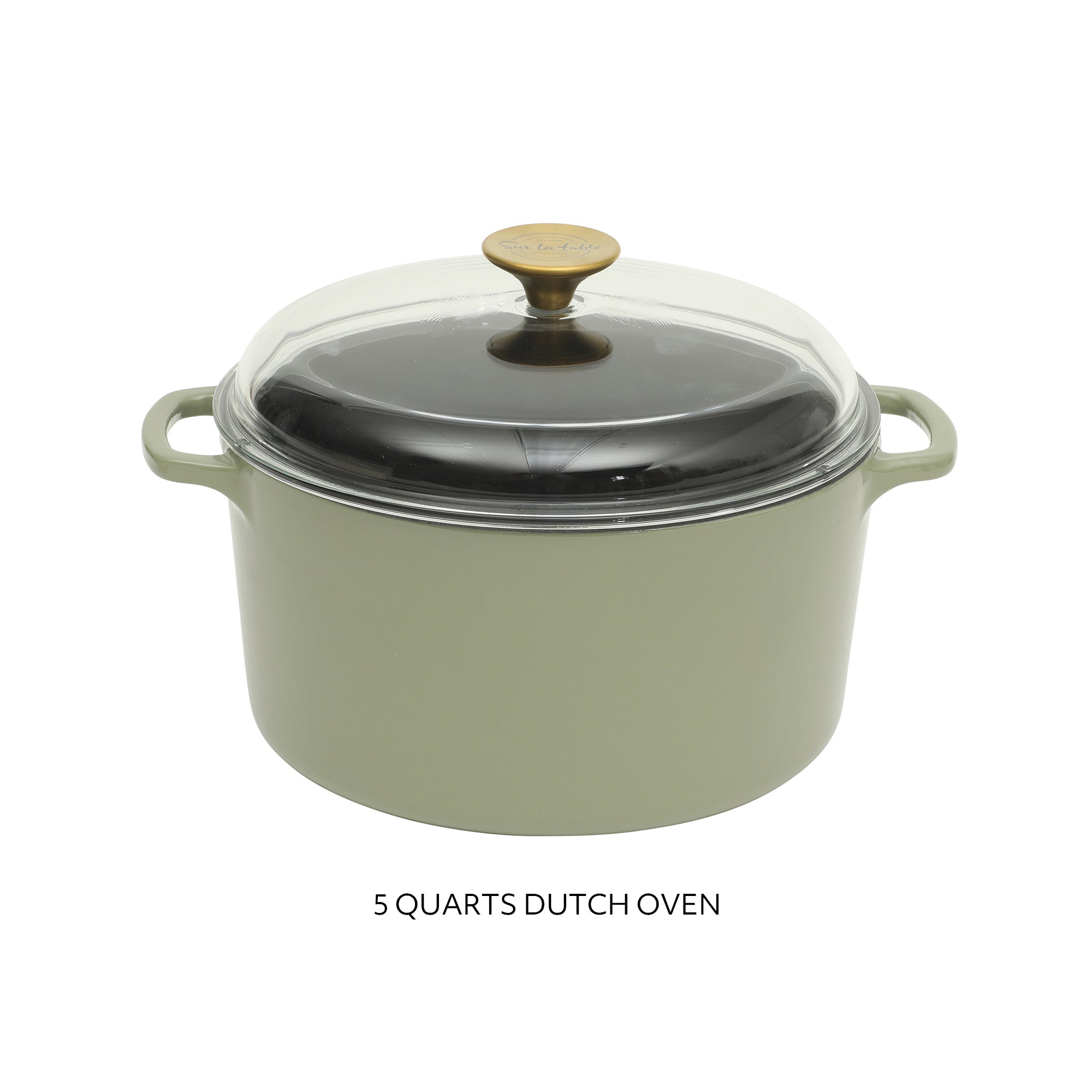 Sur La Table Kitchen Essentials Supper Club 5-Quart Enamel-Coated Cast Iron Dutch Oven Pot with Oven Safe Glass Lid, Oven-to-Table Cookware for Bread, Soups, Stews & Braising