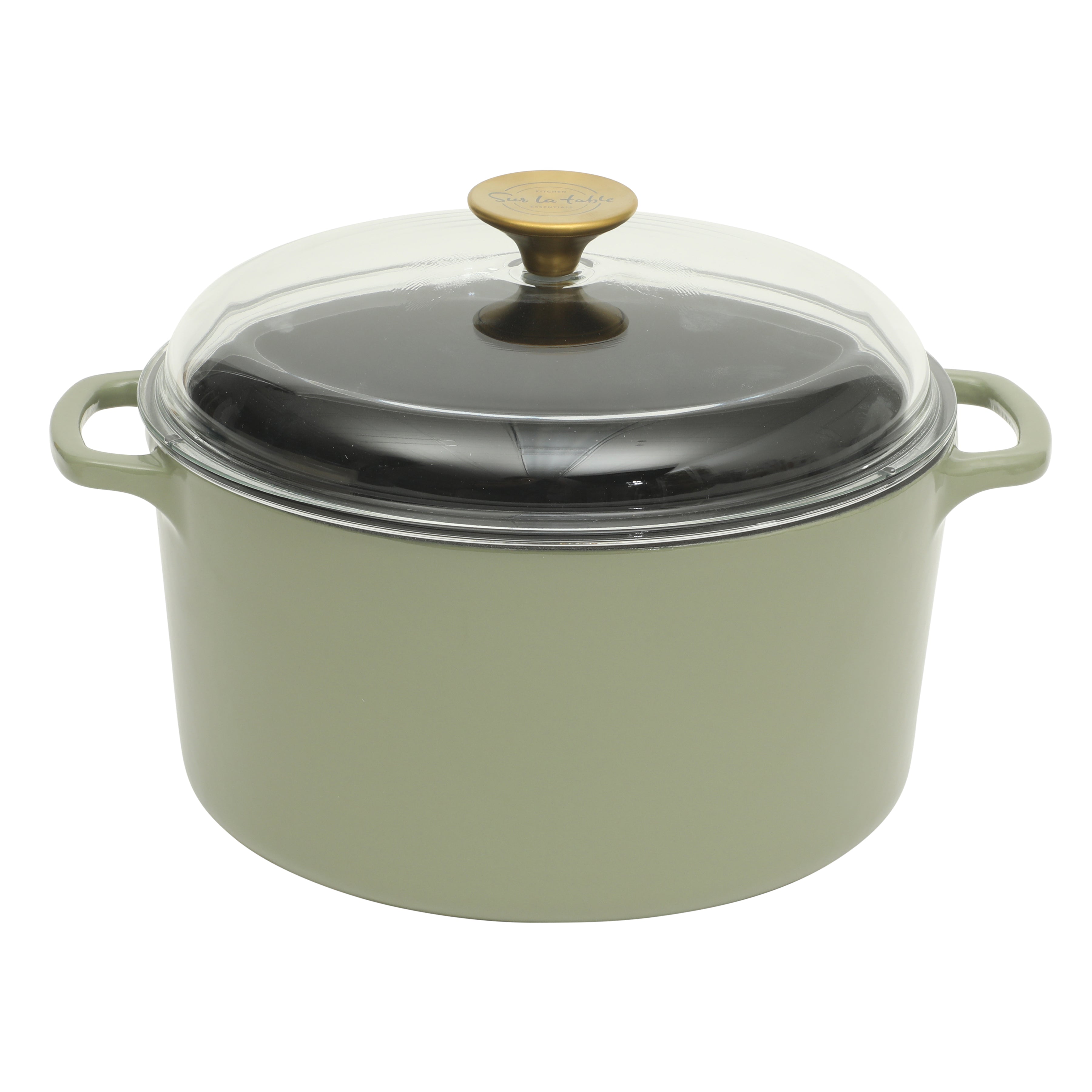 Sur La Table Kitchen Essentials Supper Club 5-Quart Enamel-Coated Cast Iron Dutch Oven Pot with Oven Safe Glass Lid, Oven-to-Table Cookware for Bread, Soups, Stews & Braising