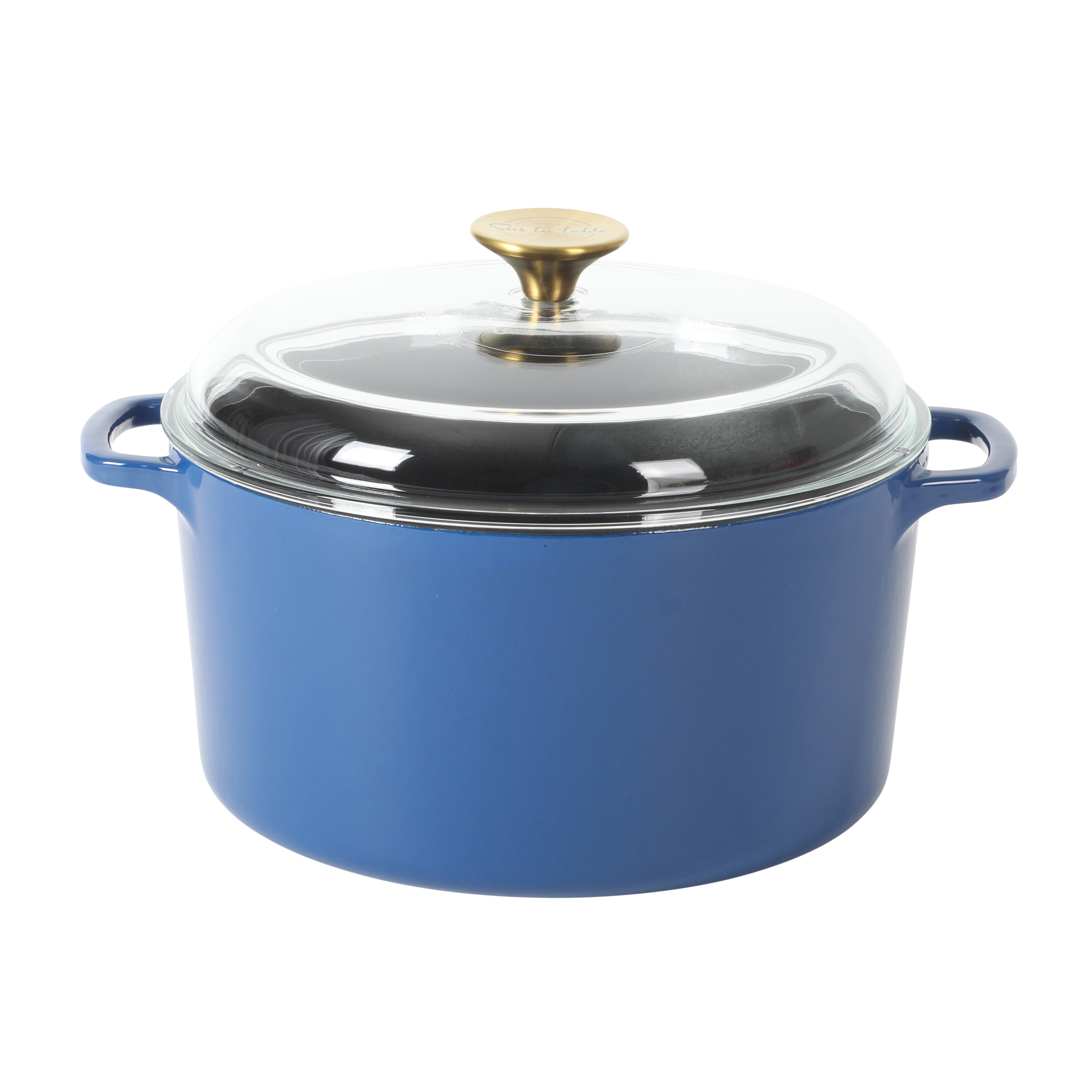 Sur La Table Kitchen Essentials Supper Club 5-Quart Enamel-Coated Cast Iron Dutch Oven Pot with Oven Safe Glass Lid, Oven-to-Table Cookware for Bread, Soups, Stews & Braising