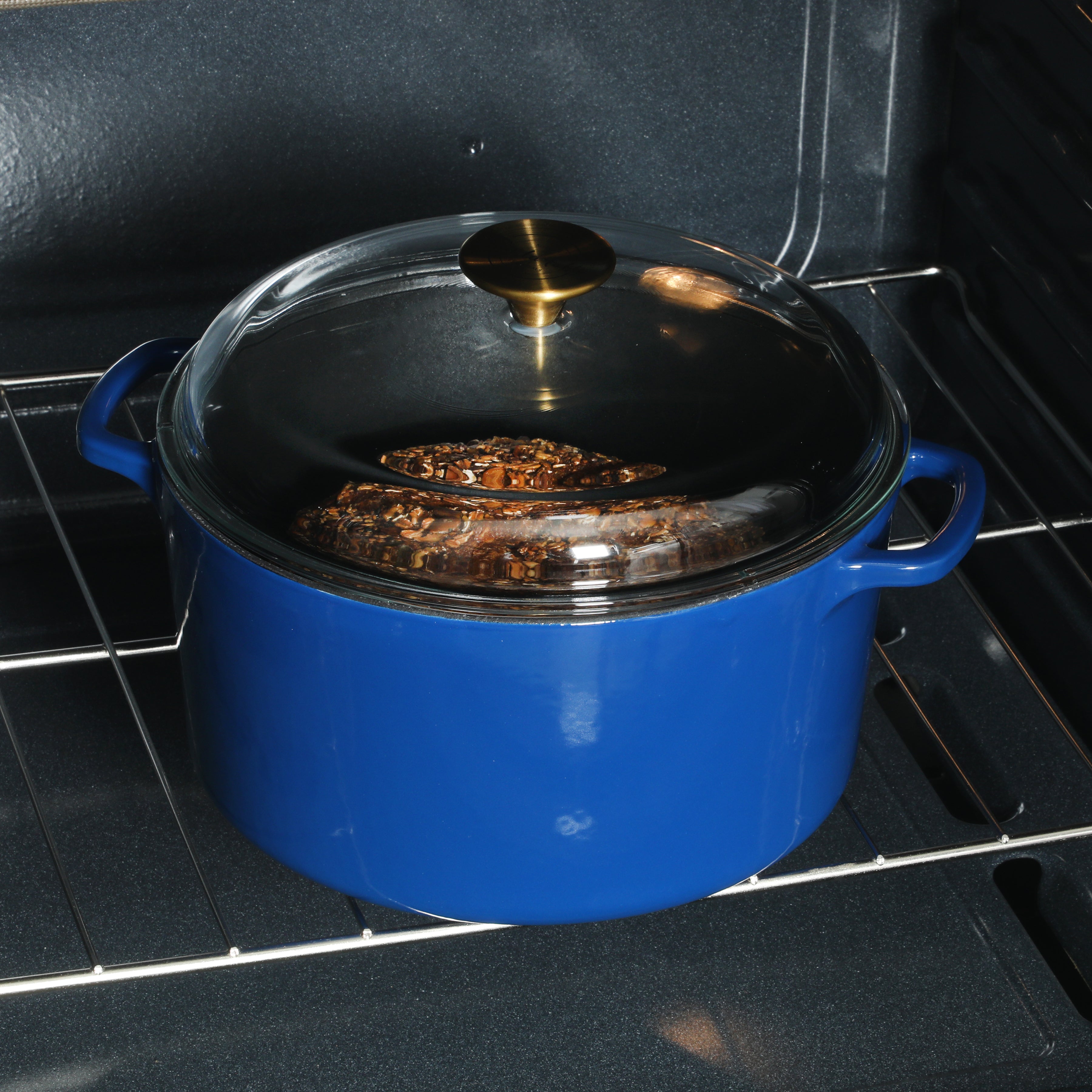 Sur La Table Kitchen Essentials Supper Club 5-Quart Enamel-Coated Cast Iron Dutch Oven Pot with Oven Safe Glass Lid, Oven-to-Table Cookware for Bread, Soups, Stews & Braising