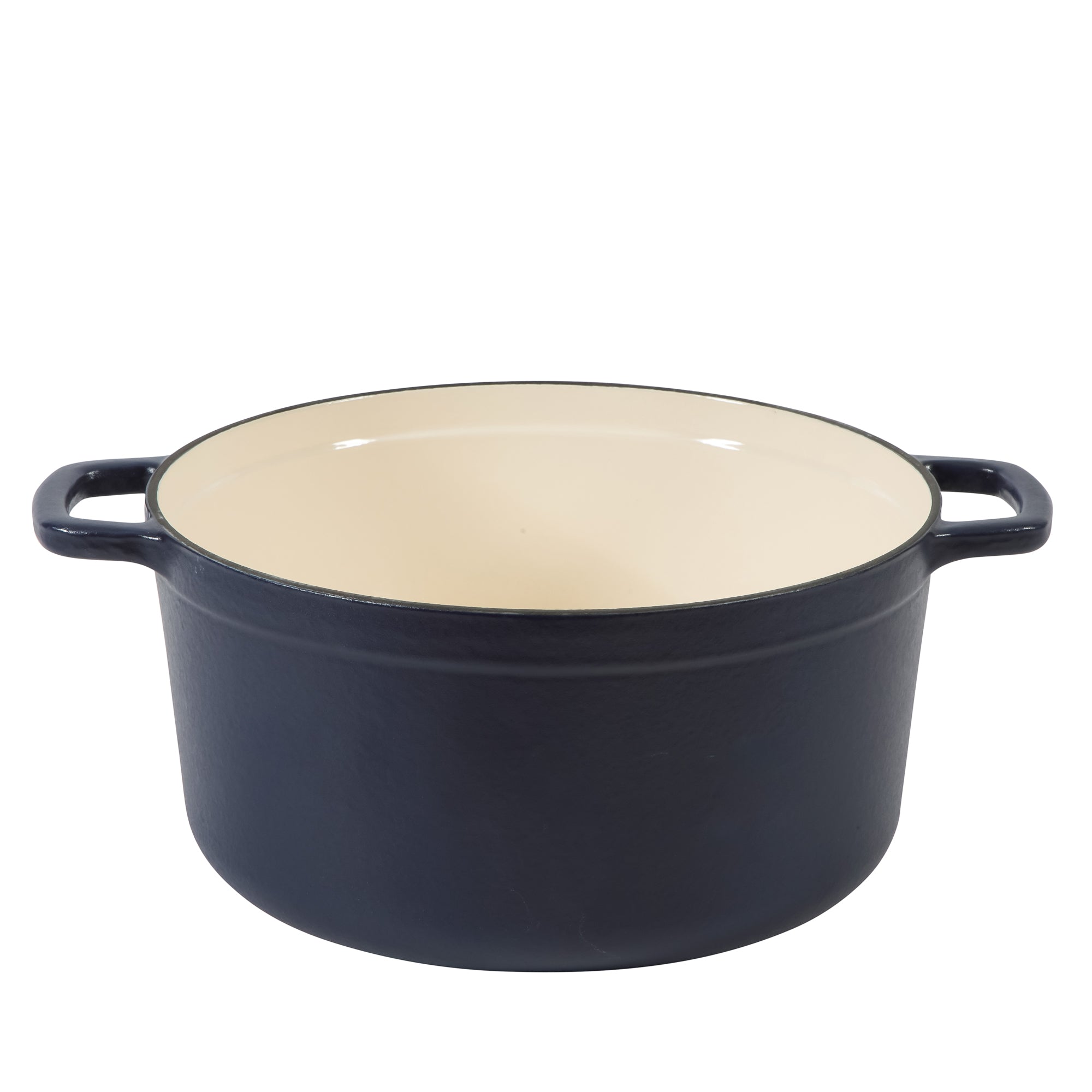 Sur La Table Kitchen Essentials 4-Piece Enameled Cast Iron Stackable Cookware Set, 5.3 Qt Dutch Oven with Lid, Braiser & Grill Pan, Navy Blue, Gold Knob Oven Safe to 500°F, Induction Compatible