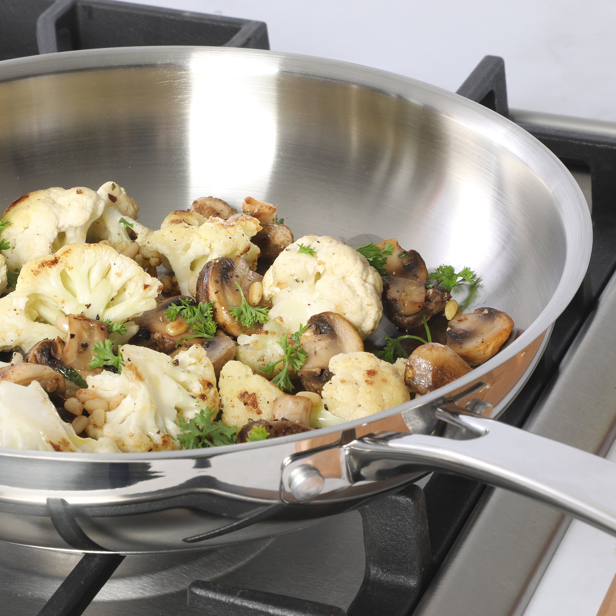 Sur La Table Kitchen Essentials Chef's Deck Stainless Steel Frying Pan – Induction Ready Skillet with Tri-Ply  Base, Polished Finish & Hollow Stay-Cool Handle