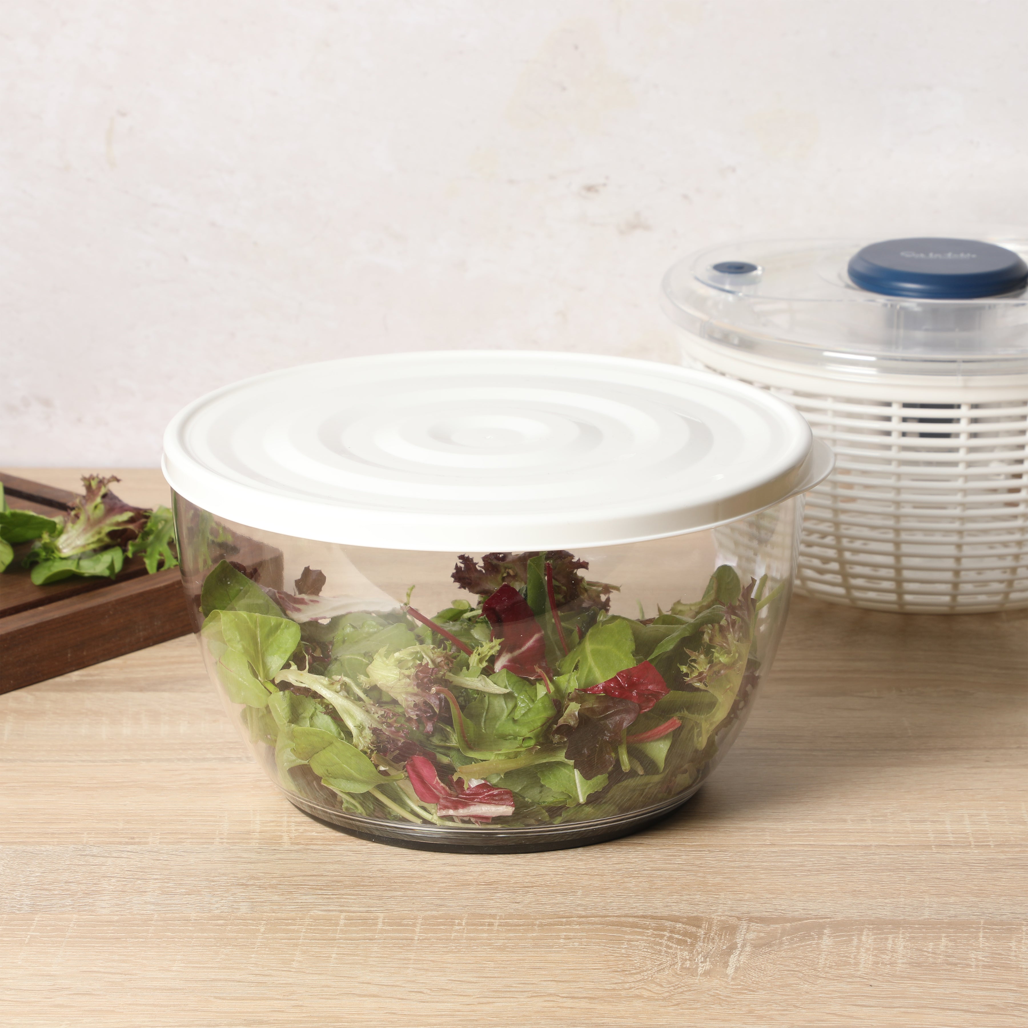 Sur La Table Kitchen Essential 6.3 Qt Salad Spinner, Fruit Washer, Fruit Washing Bowl with Strainer, Vegetable Cleaner, Salad Cleaner, Lettuce Washer