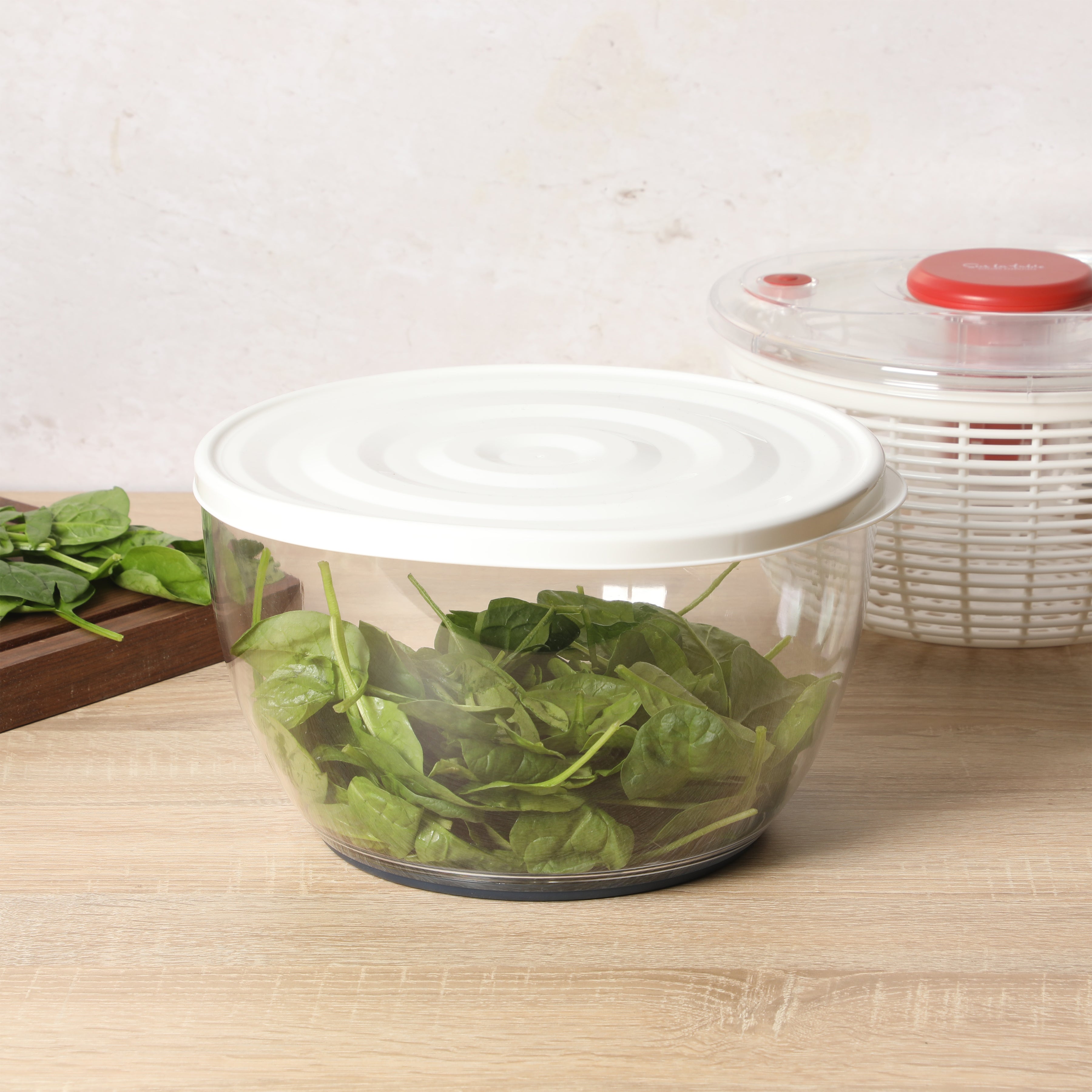 Sur La Table Kitchen Essential 6.3 Qt Salad Spinner, Fruit Washer, Fruit Washing Bowl with Strainer, Vegetable Cleaner, Salad Cleaner, Lettuce Washer