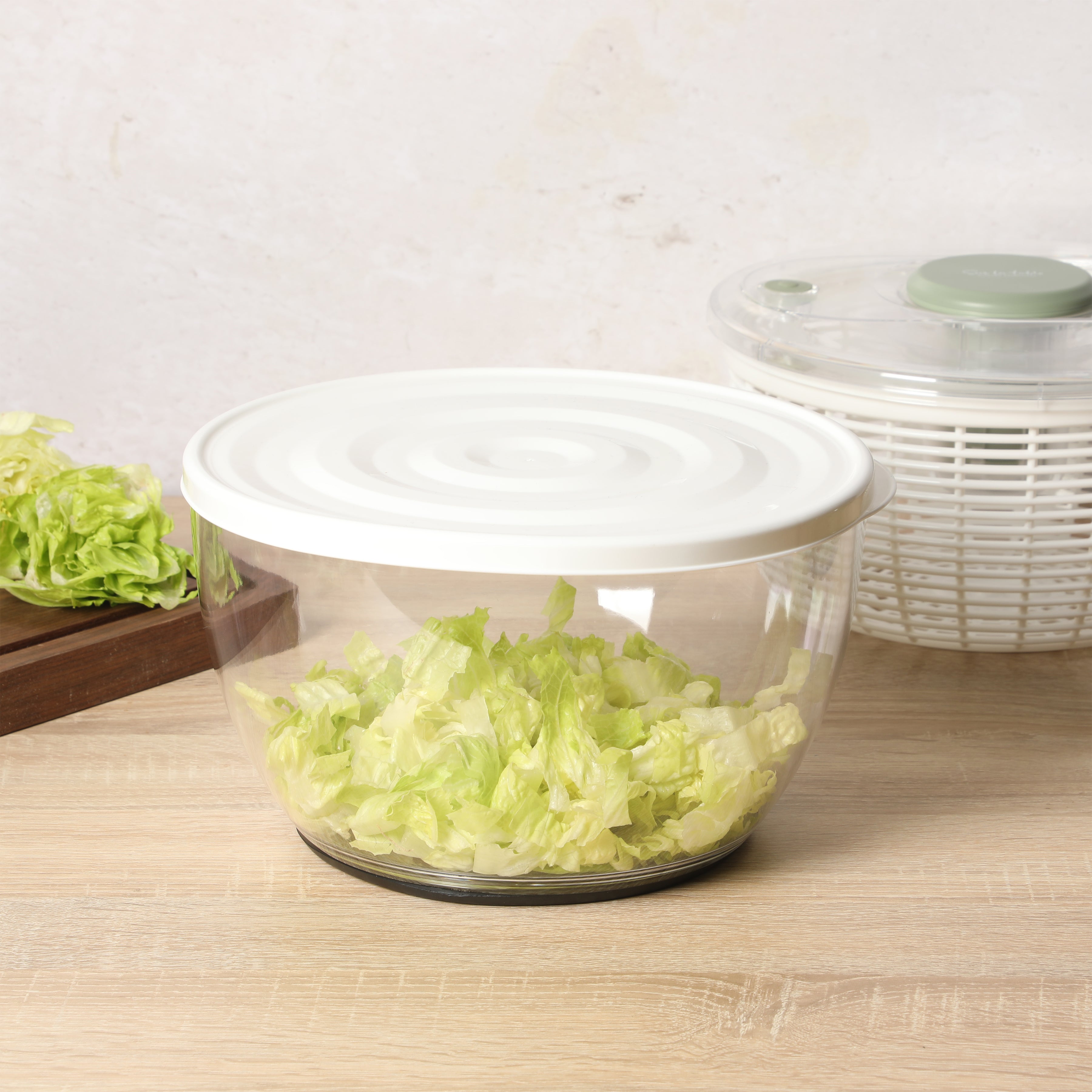 Sur La Table Kitchen Essential 6.3 Qt Salad Spinner, Fruit Washer, Fruit Washing Bowl with Strainer, Vegetable Cleaner, Salad Cleaner, Lettuce Washer