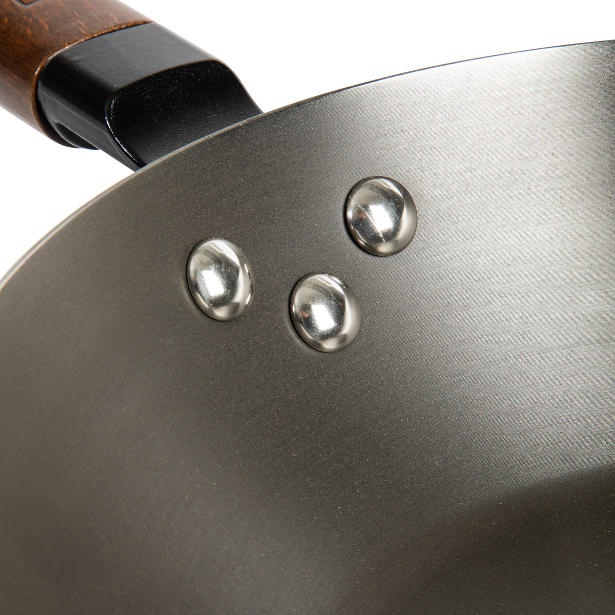 Babish 9.5 Inch Carbon Steel Flat Bottom Wok Pan with Wooden Handle & Helper Handle, Stir Fry Pan for Chinese Cooking, Gas & Induction Compatible