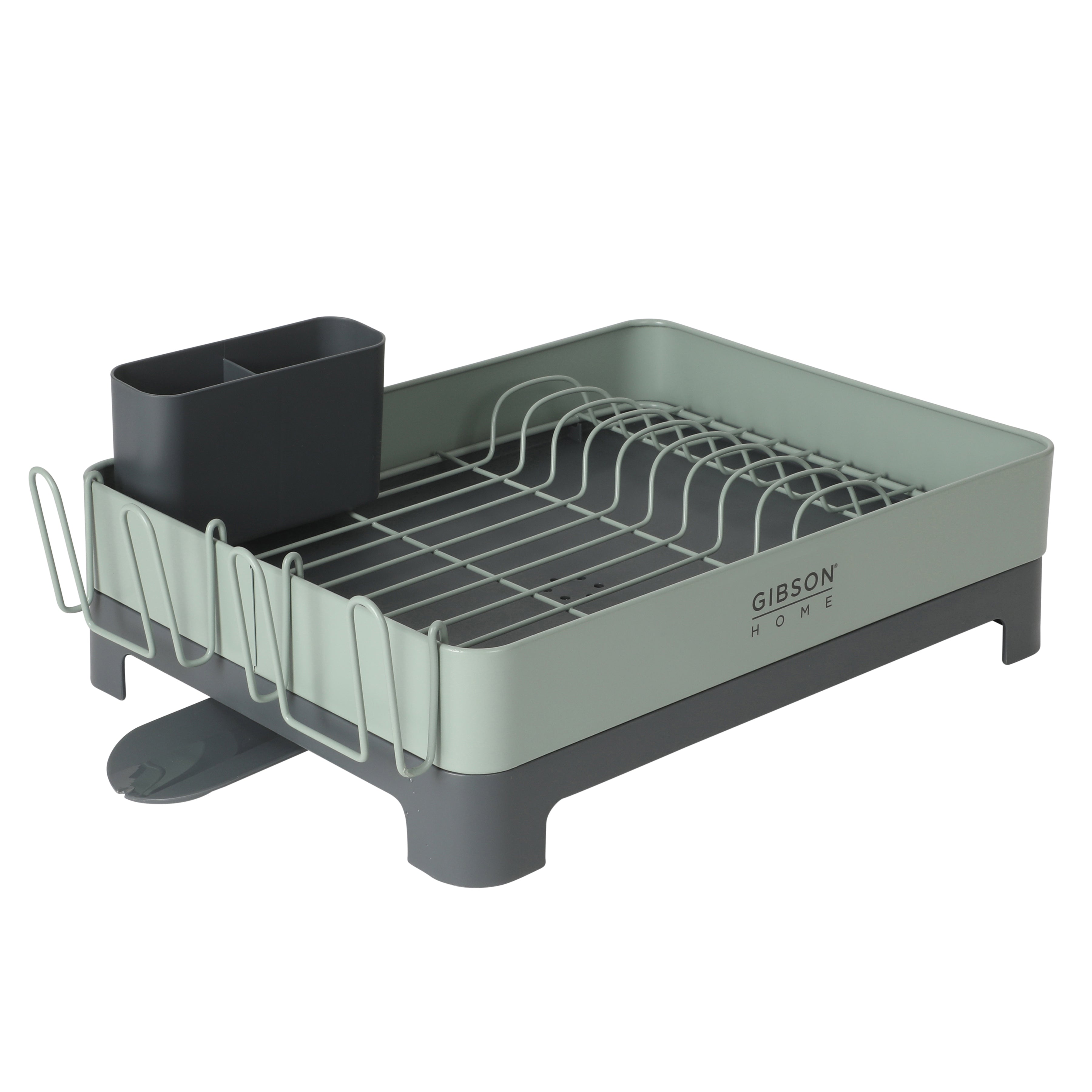 Gibson Home Nestcraft Full Size Rust Resistant Dish Rack with Drain Board and Flatware Caddy