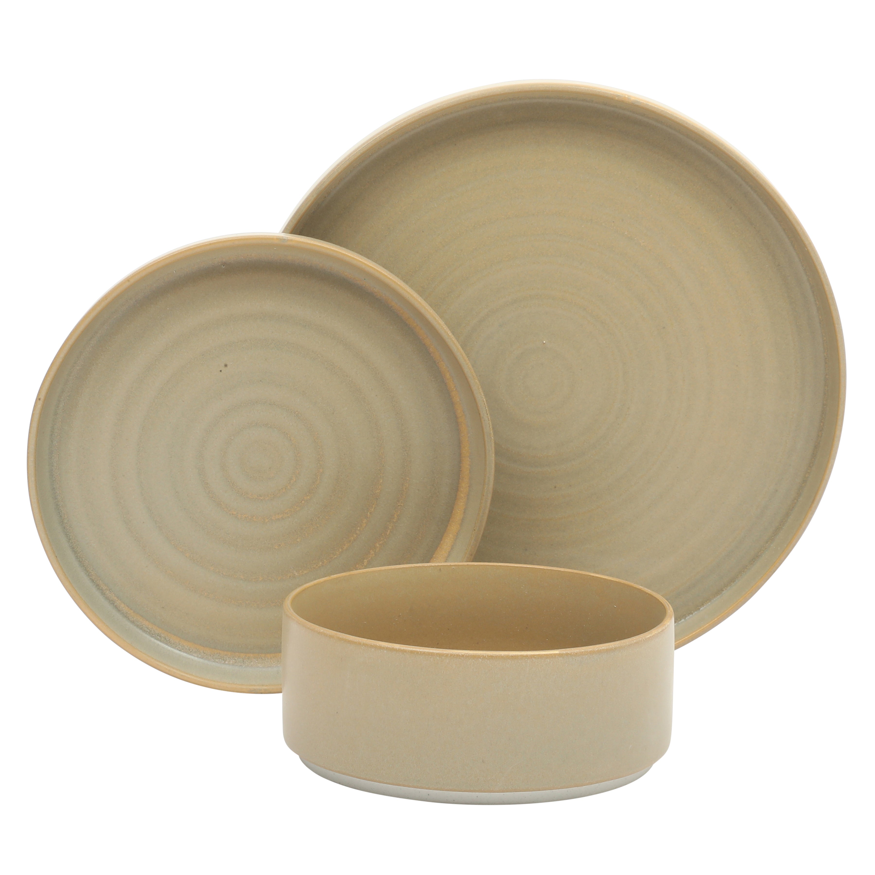 Gibson Elite Echo Bay 12 Piece Porcelain Reactive Glaze (Service for 4) Ceramic Plates and Bowls Modern Stackable Dinnerware Set