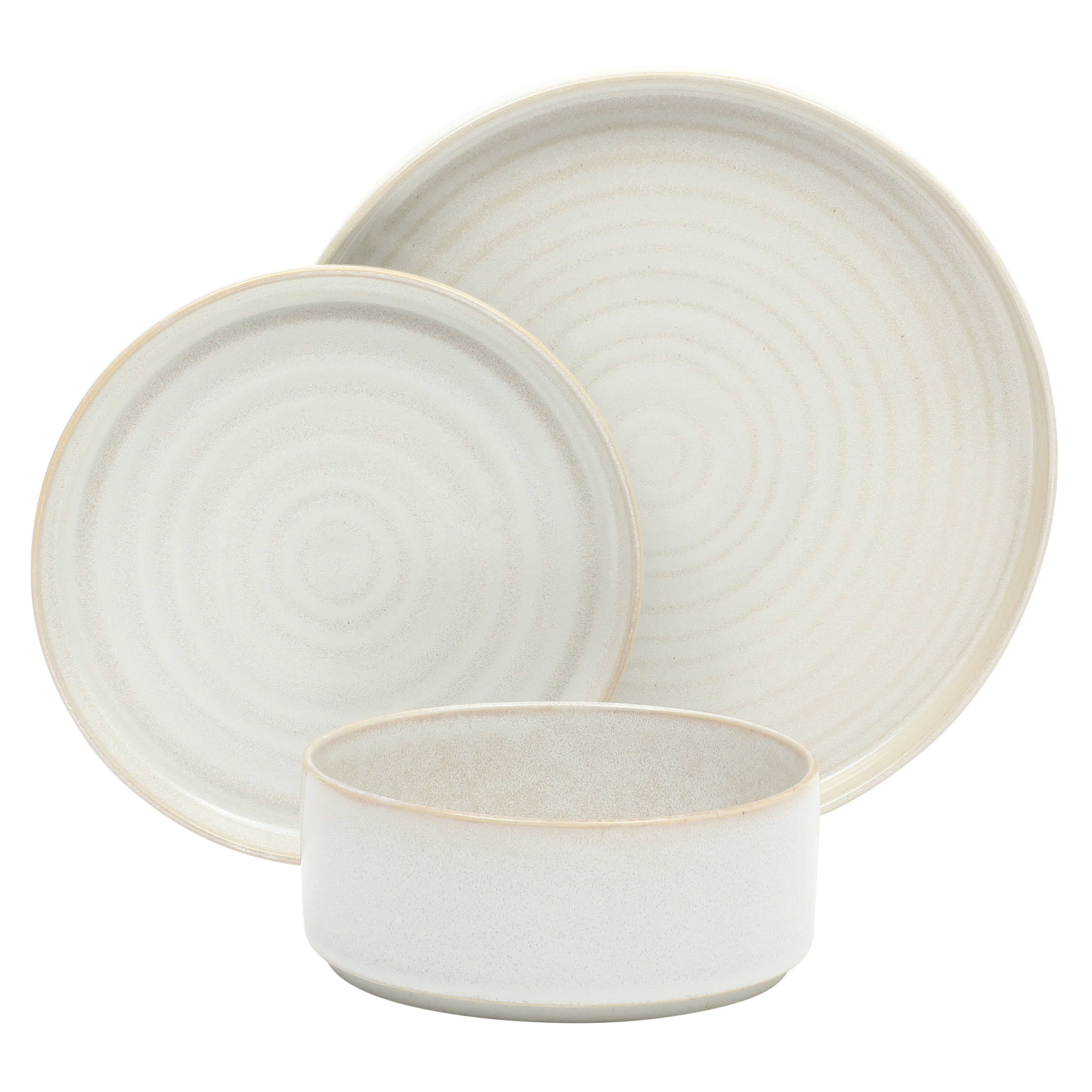 Gibson Elite Echo Bay 12 Piece Porcelain Reactive Glaze (Service for 4) Ceramic Plates and Bowls Modern Stackable Dinnerware Set