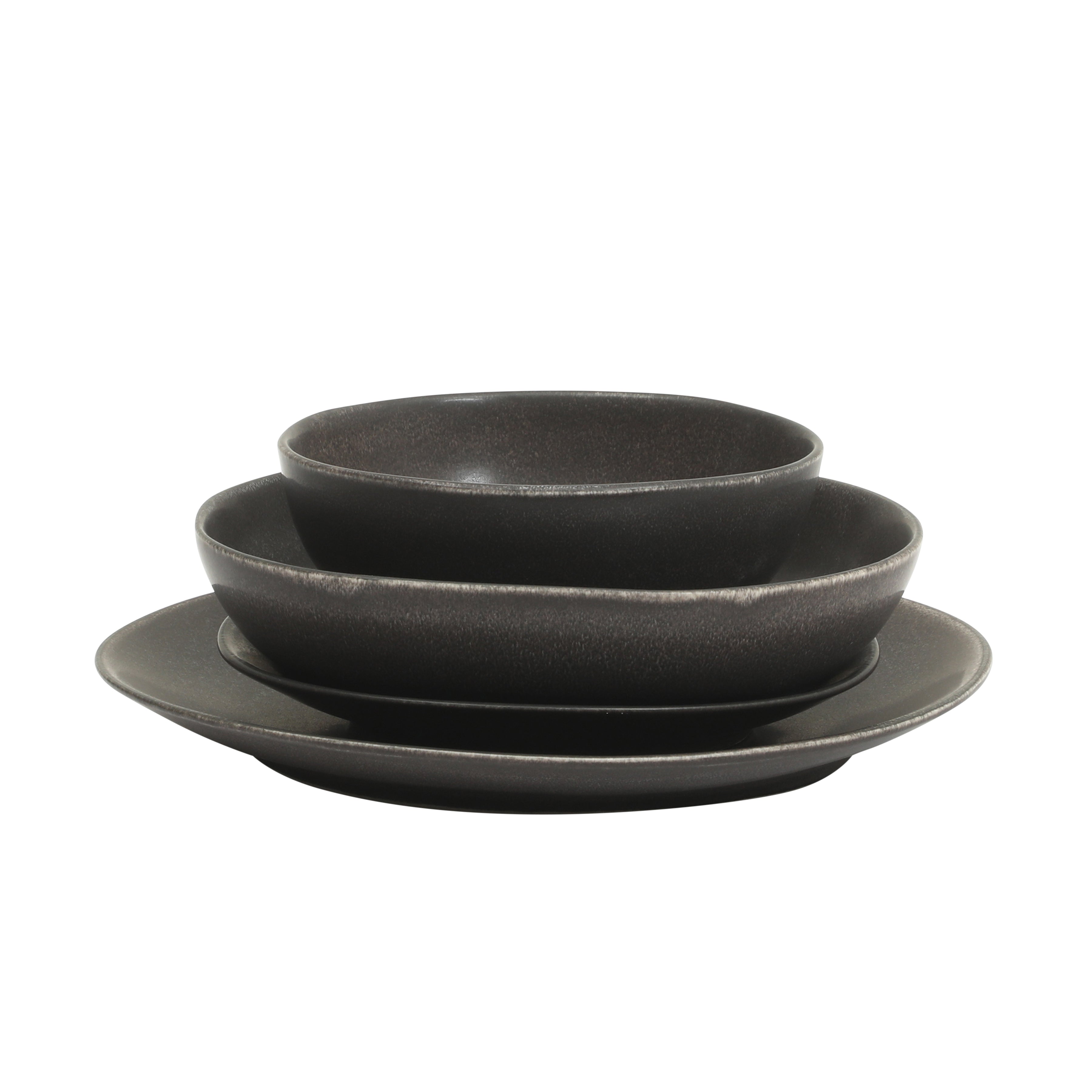 Gibson Elite Zion Mist 16 Piece Stoneware Reactive Glaze (Service for 4) Ceramic Plates and Bowls Modern Organic Dinnerware Set