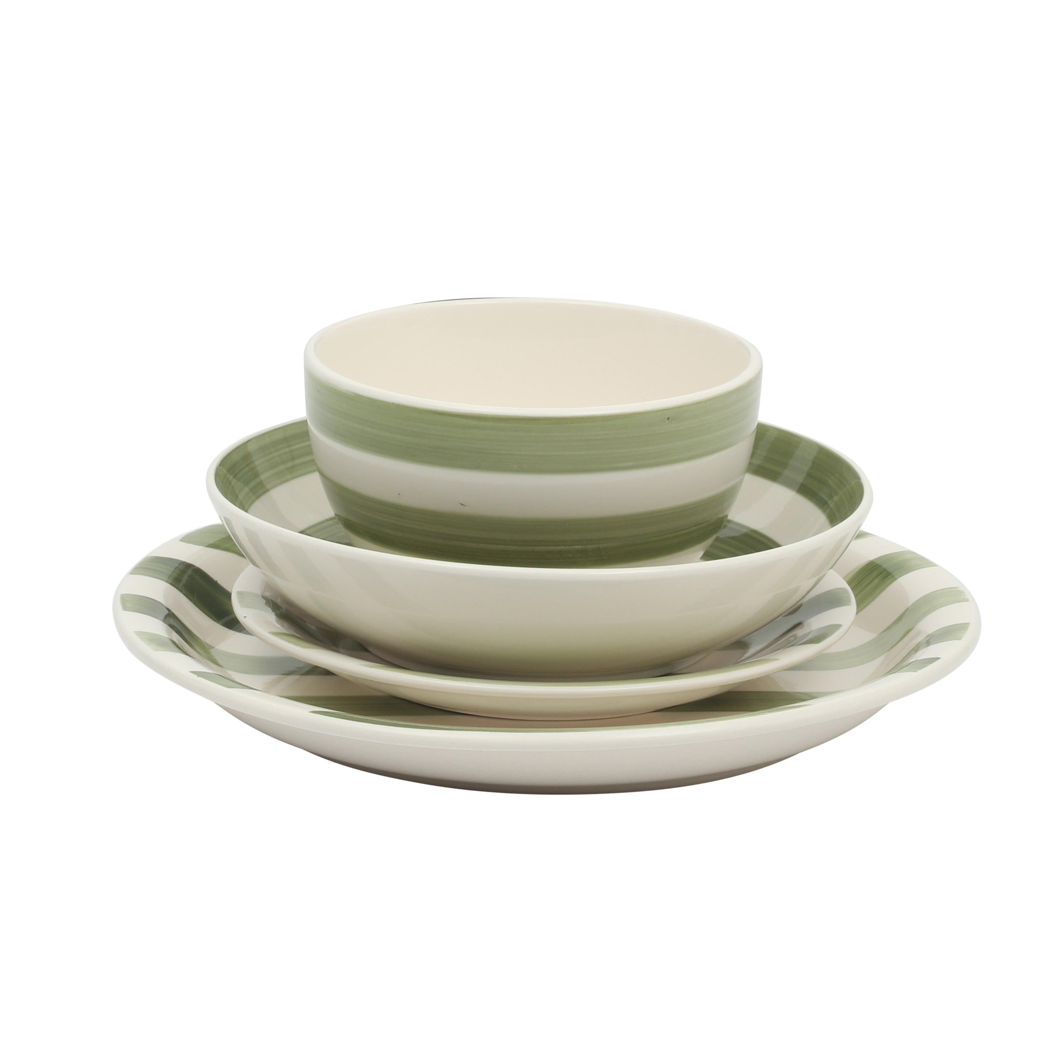 Gibson Home Kenwood Shores 16 Piece Dinnerware Set, Stoneware, Hand-Painted Plates and Bowls, Service for 4, Microwave & Dishwasher Safe