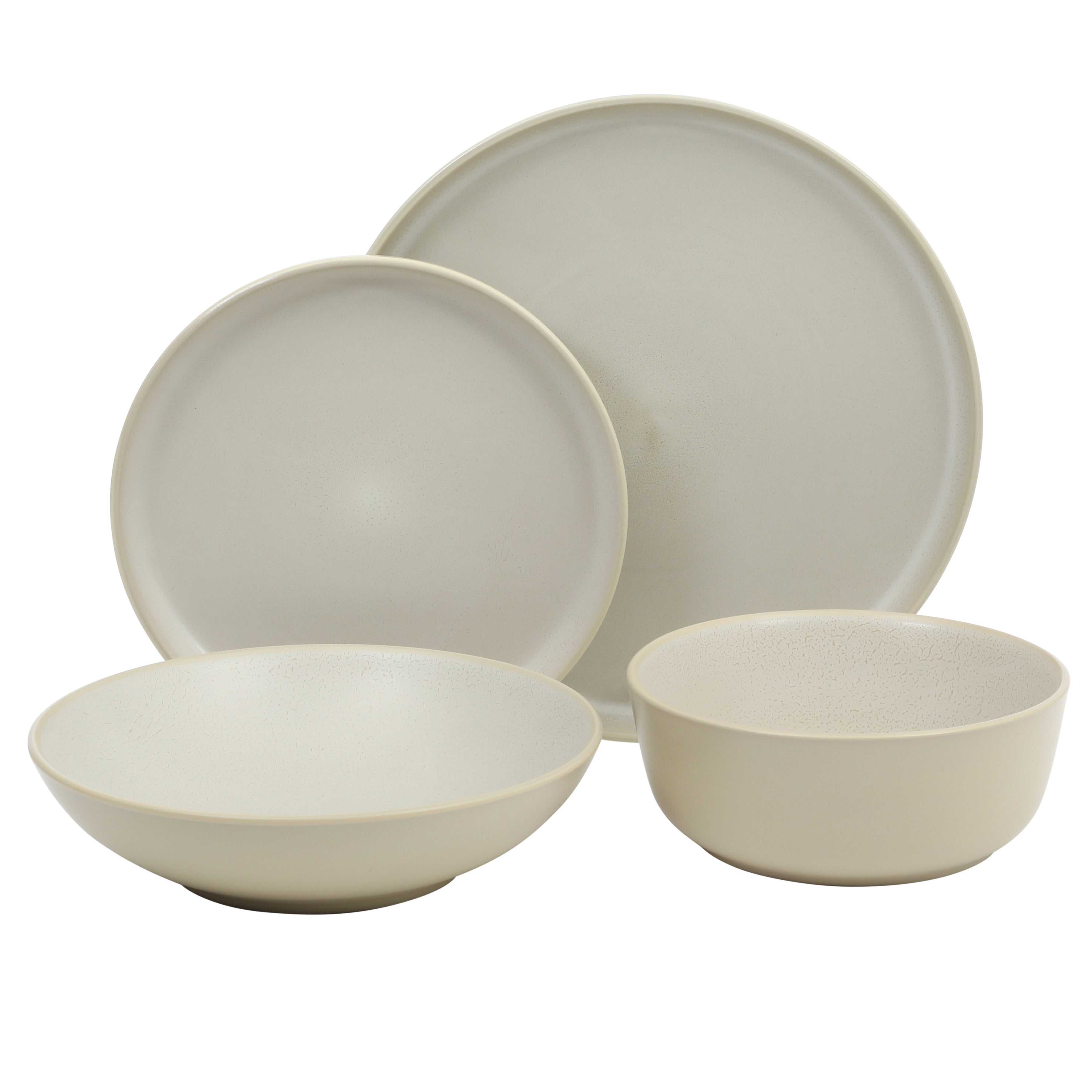 Gibson Elite Tribeca Loft 16-Piece Dinnerware Set – Matte Reactive Glaze Stoneware, Double Bowl Round Plates and Bowls – Modern Rustic Tableware for 4, Dishwasher & Microwave Safe