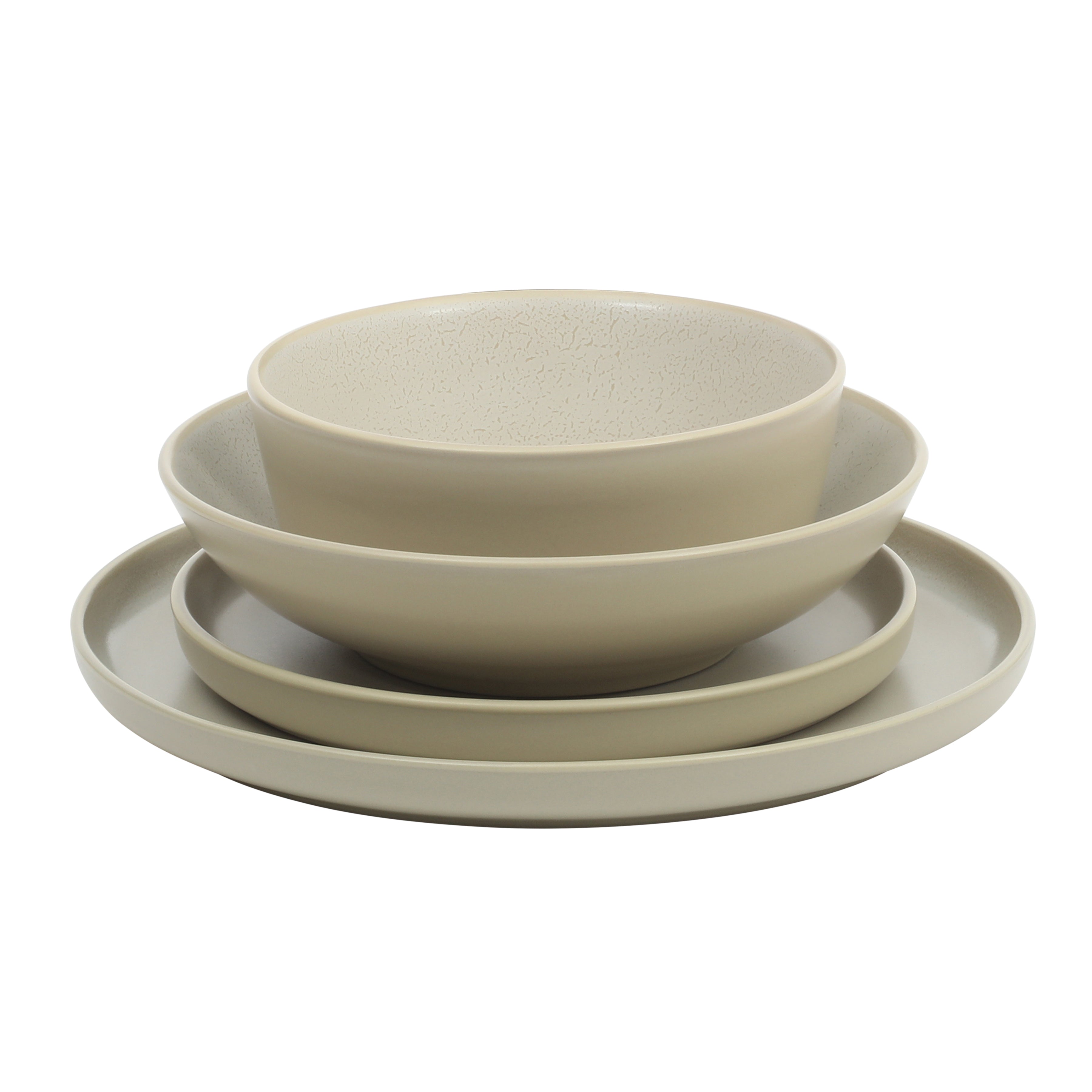 Gibson Elite Tribeca Loft 16-Piece Dinnerware Set – Matte Reactive Glaze Stoneware, Double Bowl Round Plates and Bowls – Modern Rustic Tableware for 4, Dishwasher & Microwave Safe
