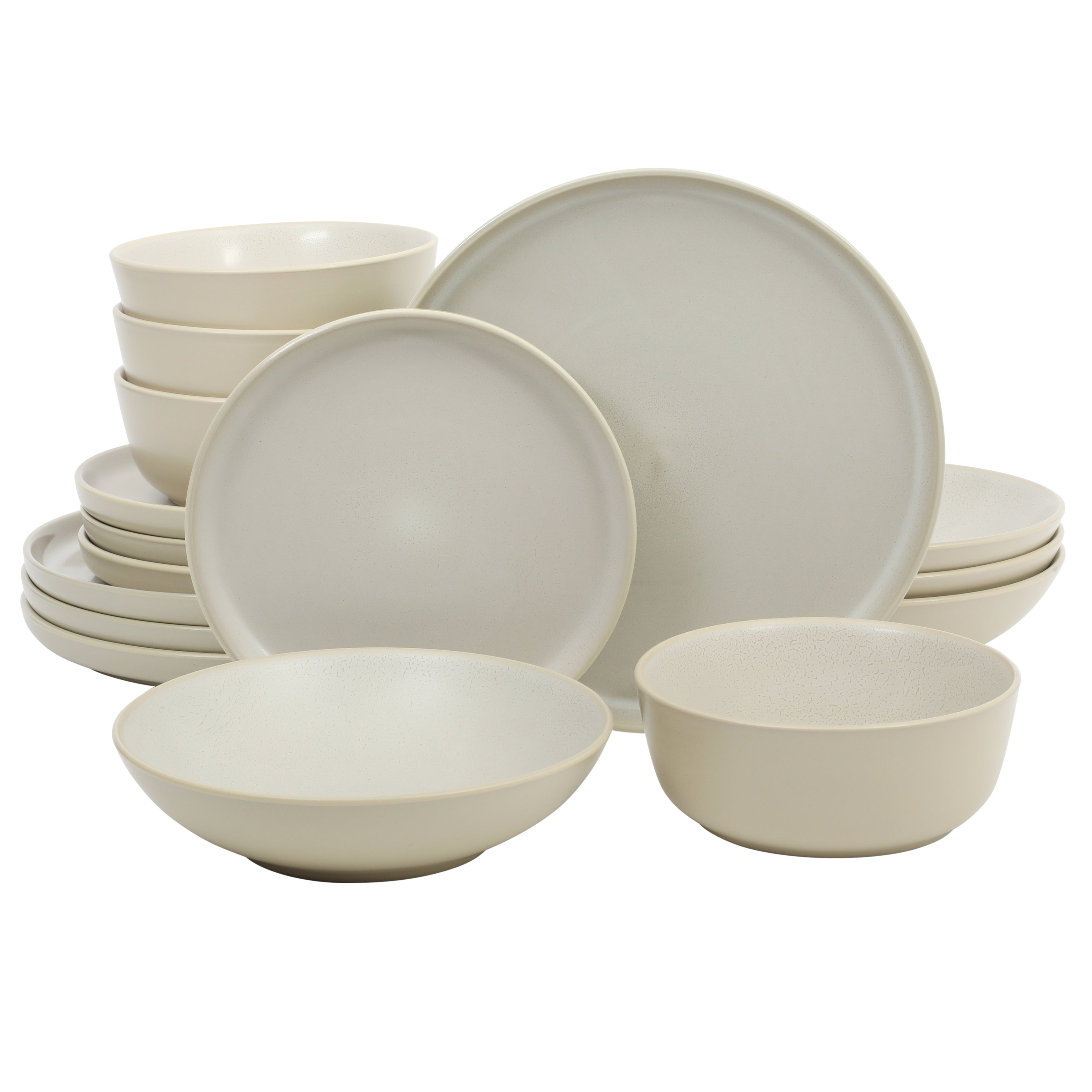 Gibson Elite Tribeca Loft 16-Piece Dinnerware Set – Matte Reactive Glaze Stoneware, Double Bowl Round Plates and Bowls – Modern Rustic Tableware for 4, Dishwasher & Microwave Safe