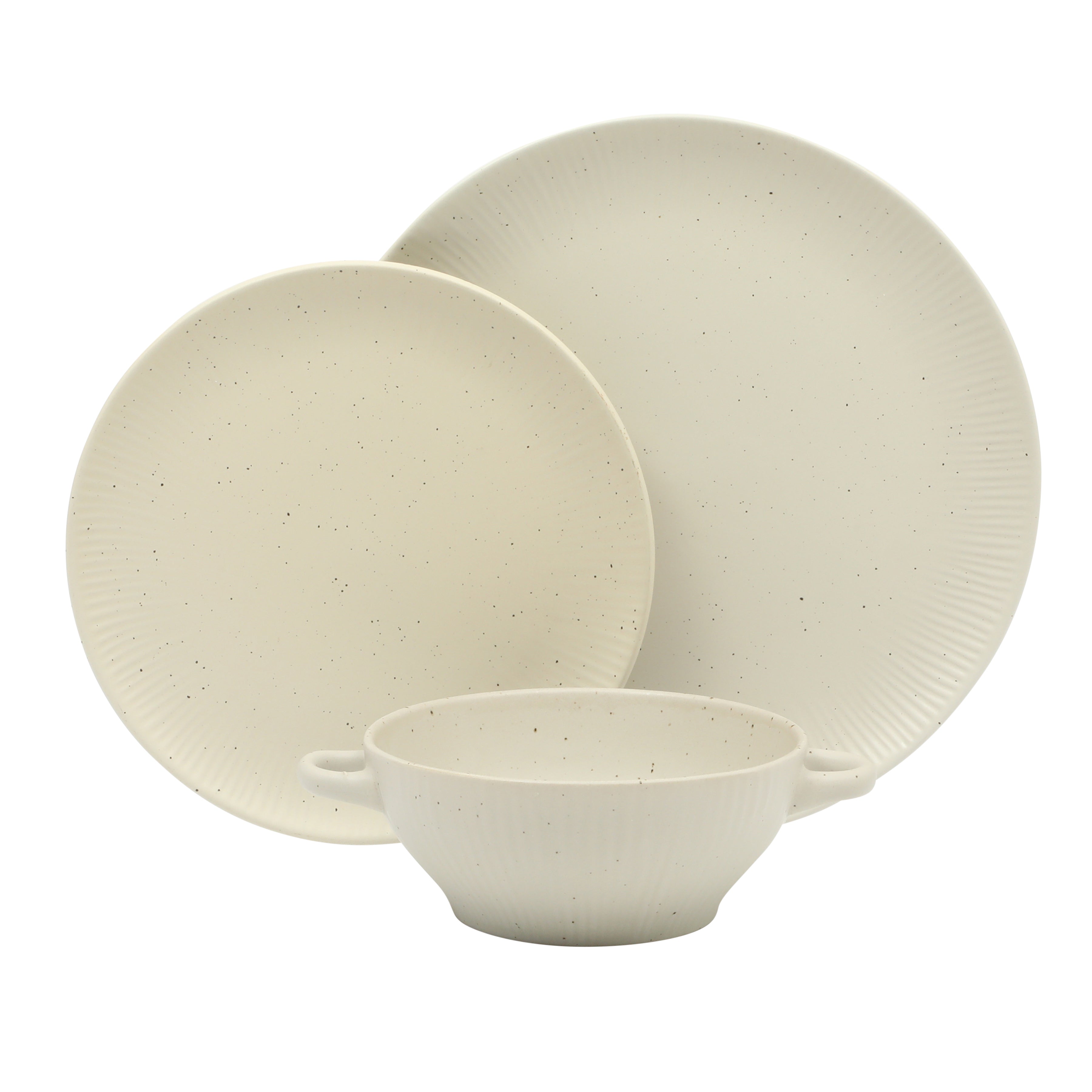Gibson Elite Clover Hill 12-Piece Stoneware Dinnerware Set – Embossed Plates and Bowls with Matte Speckled Reactive Glaze, Service for 4 – Microwave & Dishwasher Safe