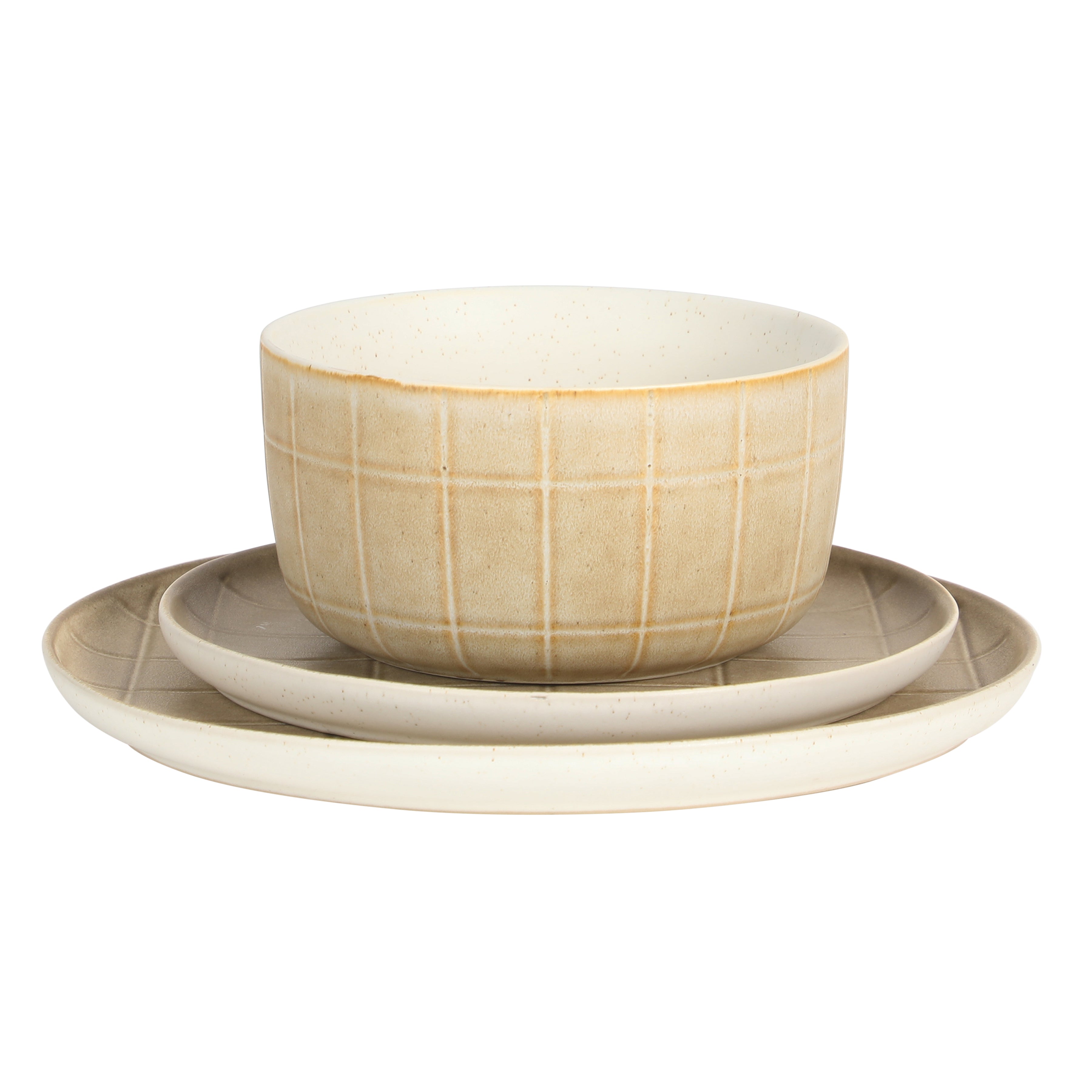 Gisbon Elite Butterwick 12 Piece Plates and Bowls Stoneware Dinnerware Set - Reactive Glaze Patterned Dishes - Microwave and Dishwasher Safe