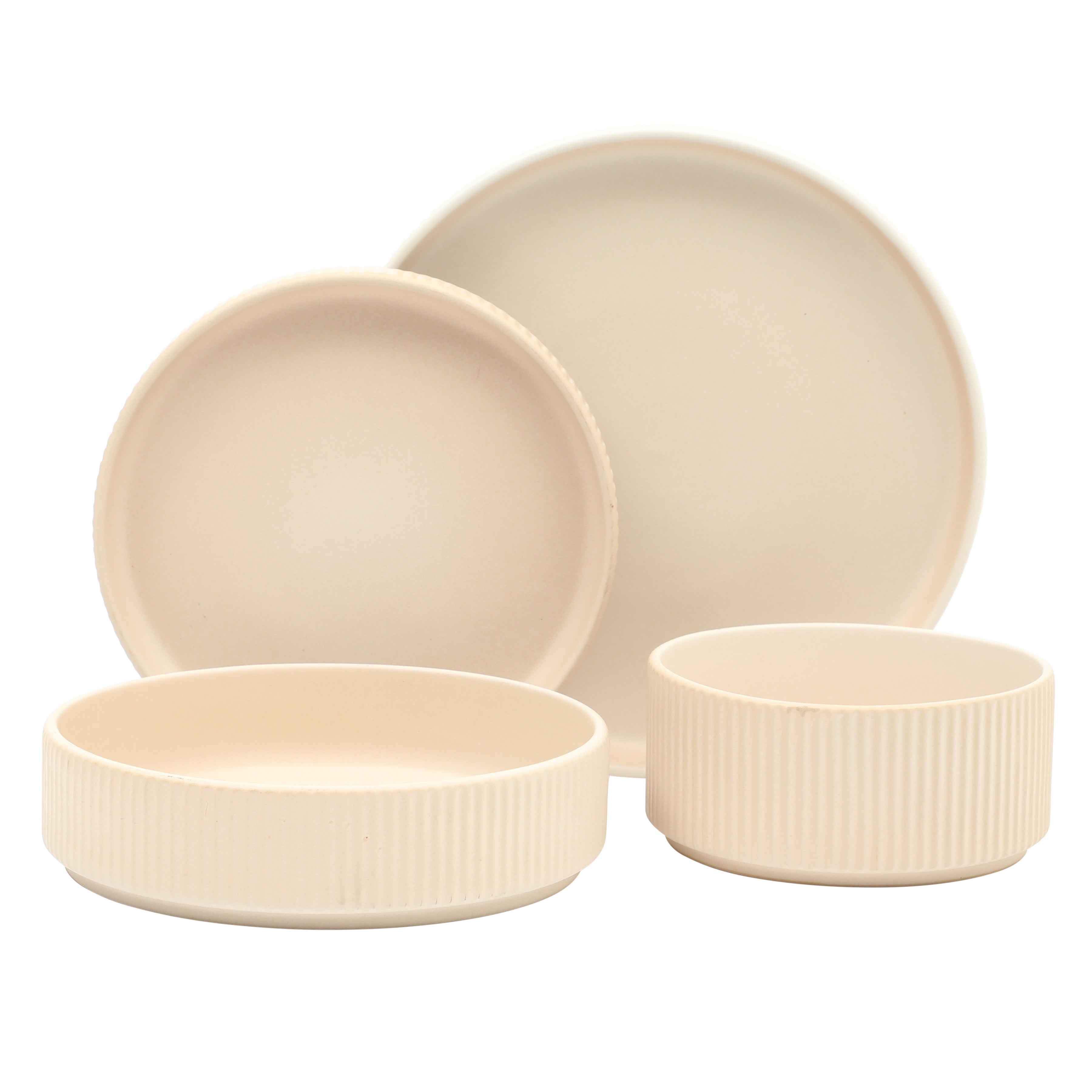 Gibson Elite Deerfield 16-Piece Stoneware Dinnerware Set – Stackable Plates and Bowls, Reactive Glaze Finish, Service for 4 – Microwave & Dishwasher Safe