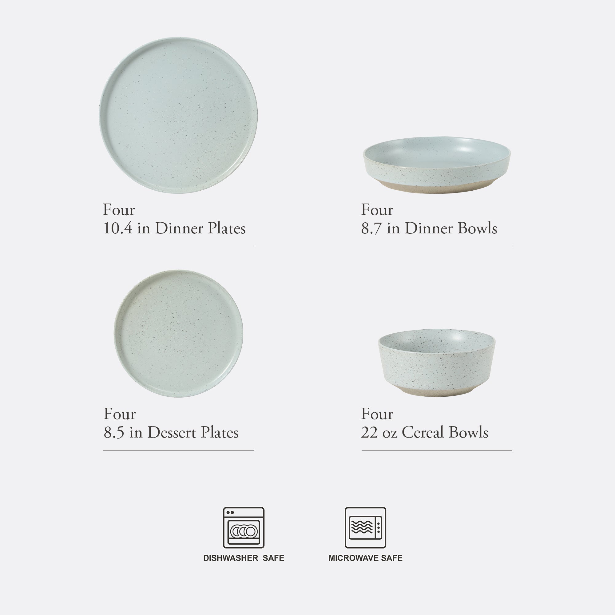 Gibson Elite Overbrook 16-Piece Pottery Clay Stoneware Dinnerware Set –  Reactive Glaze, Stackable Plates and Bowls w/ Pasta Bowl, Service for 4 – Microwave & Dishwasher Safe