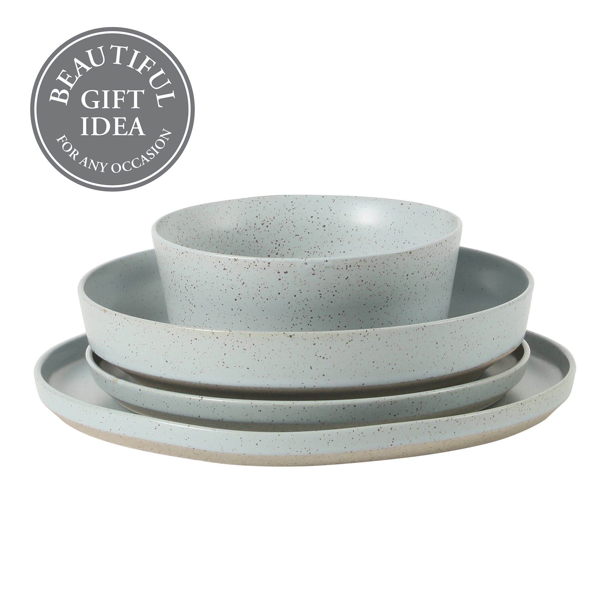 Gibson Elite Overbrook 16-Piece Pottery Clay Stoneware Dinnerware Set –  Reactive Glaze, Stackable Plates and Bowls w/ Pasta Bowl, Service for 4 – Microwave & Dishwasher Safe